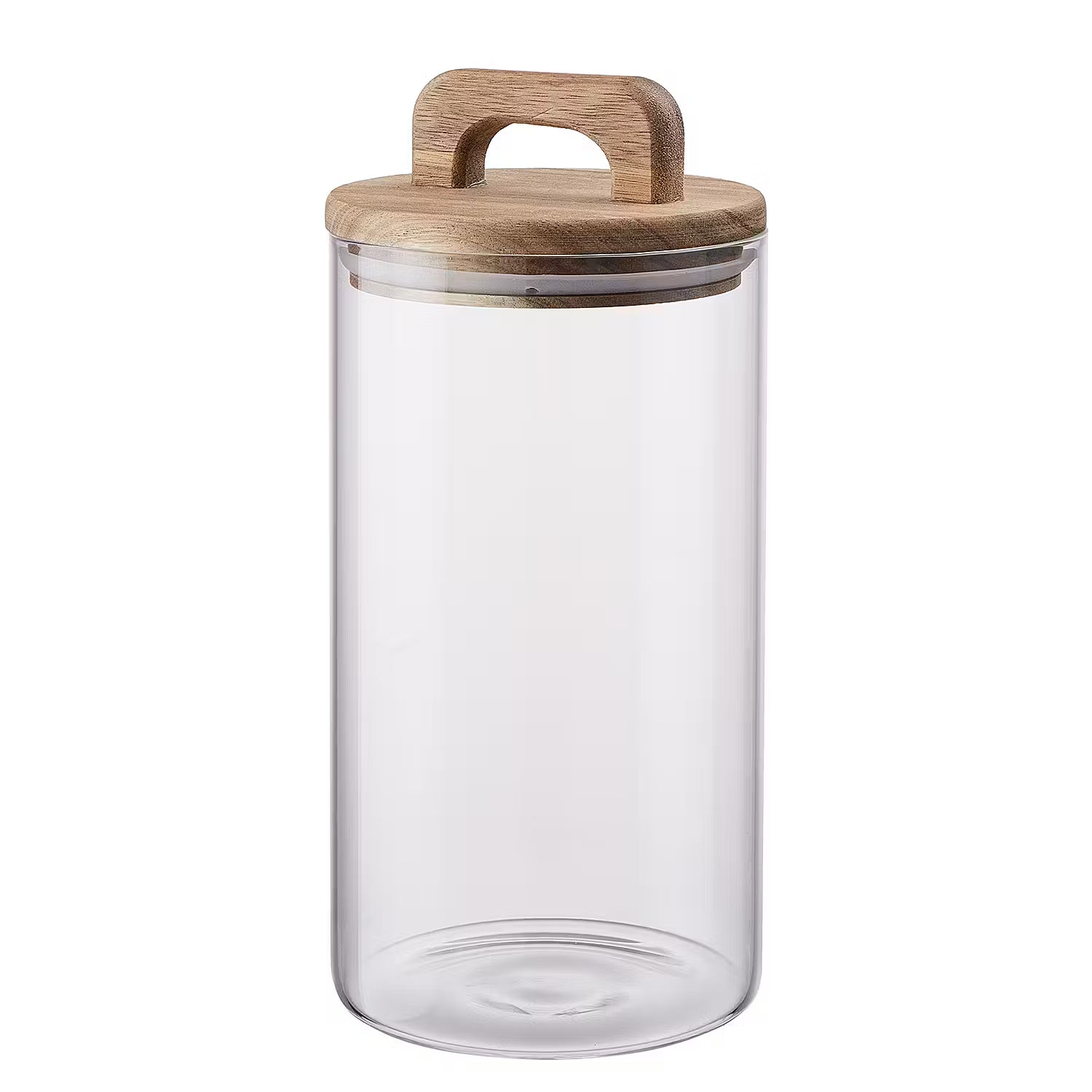 STORAGE Vorratsglas 6er-Set - Borosilikatglas / Akazienholz / Silikon - Transparent - Fassungsvermögen: 1.25 L