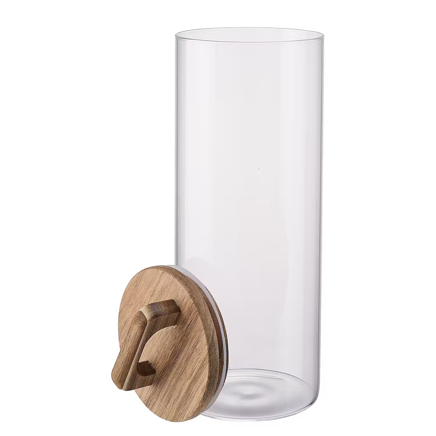 STORAGE Vorratsglas 6er-Set - Borosilikatglas / Akazienholz / Silikon - Transparent - Fassungsvermögen: 1.8 L