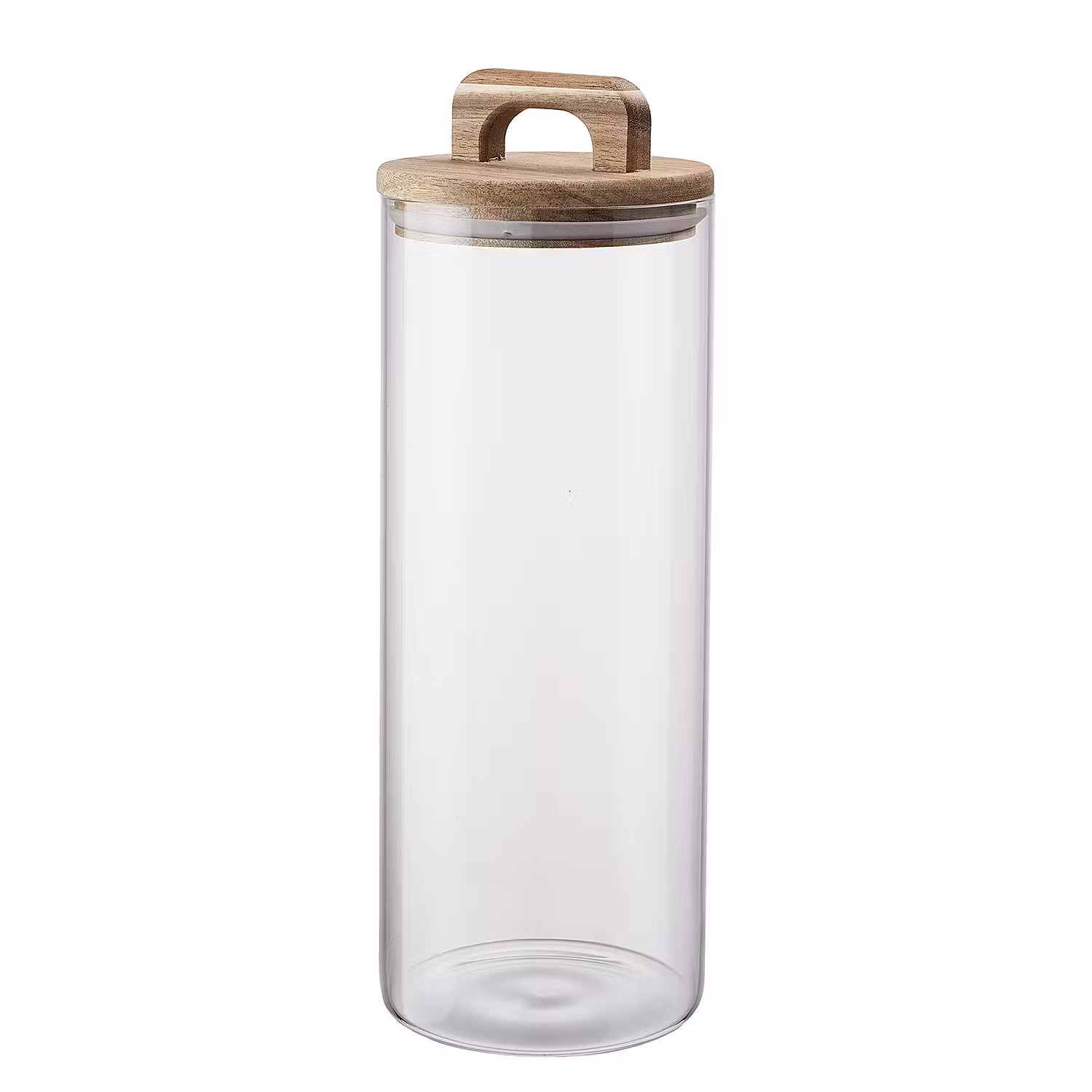 STORAGE Vorratsglas 6er-Set - Borosilikatglas / Akazienholz / Silikon - Transparent - Fassungsvermögen: 1.8 L
