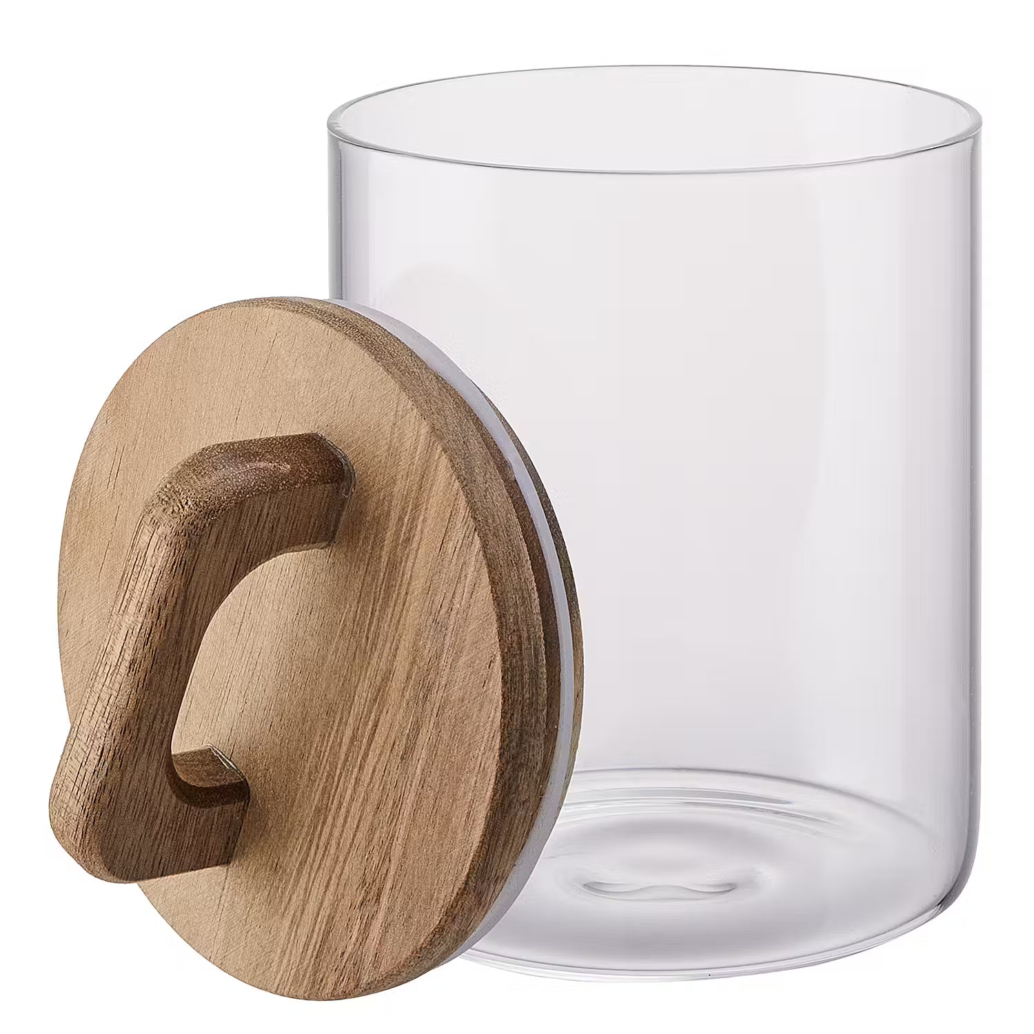 STORAGE Vorratsglas 6er-Set - Borosilikatglas / Akazienholz / Silikon - Transparent - Fassungsvermögen: 0.8 L