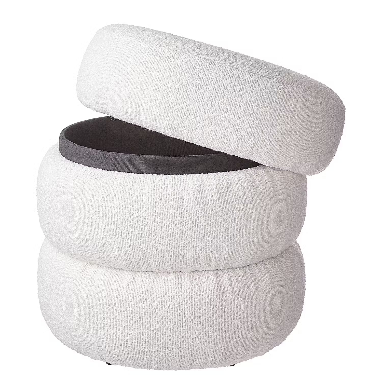 SCANDICE Hocker mit Stauraum - MDF / Boucléstoff / Polyester - Creme