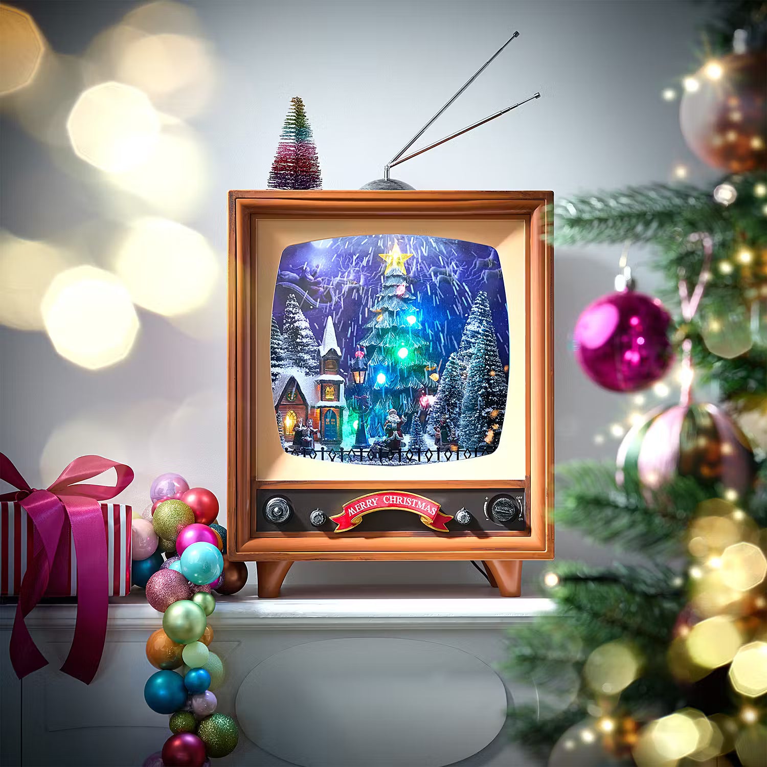 TV SANTA Retro TV LED - Polyethylen / Polyresin - Braun
