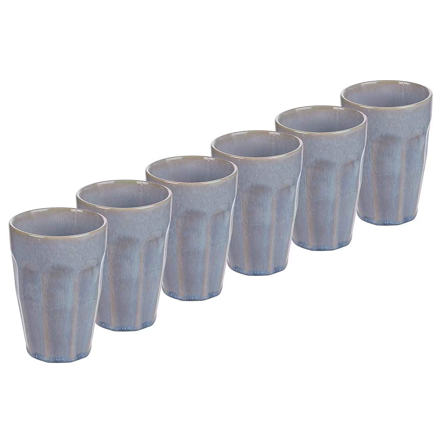 BERGAMO Latte Macchiato Tasse 6er-Set - Steinzeug - Hellblau