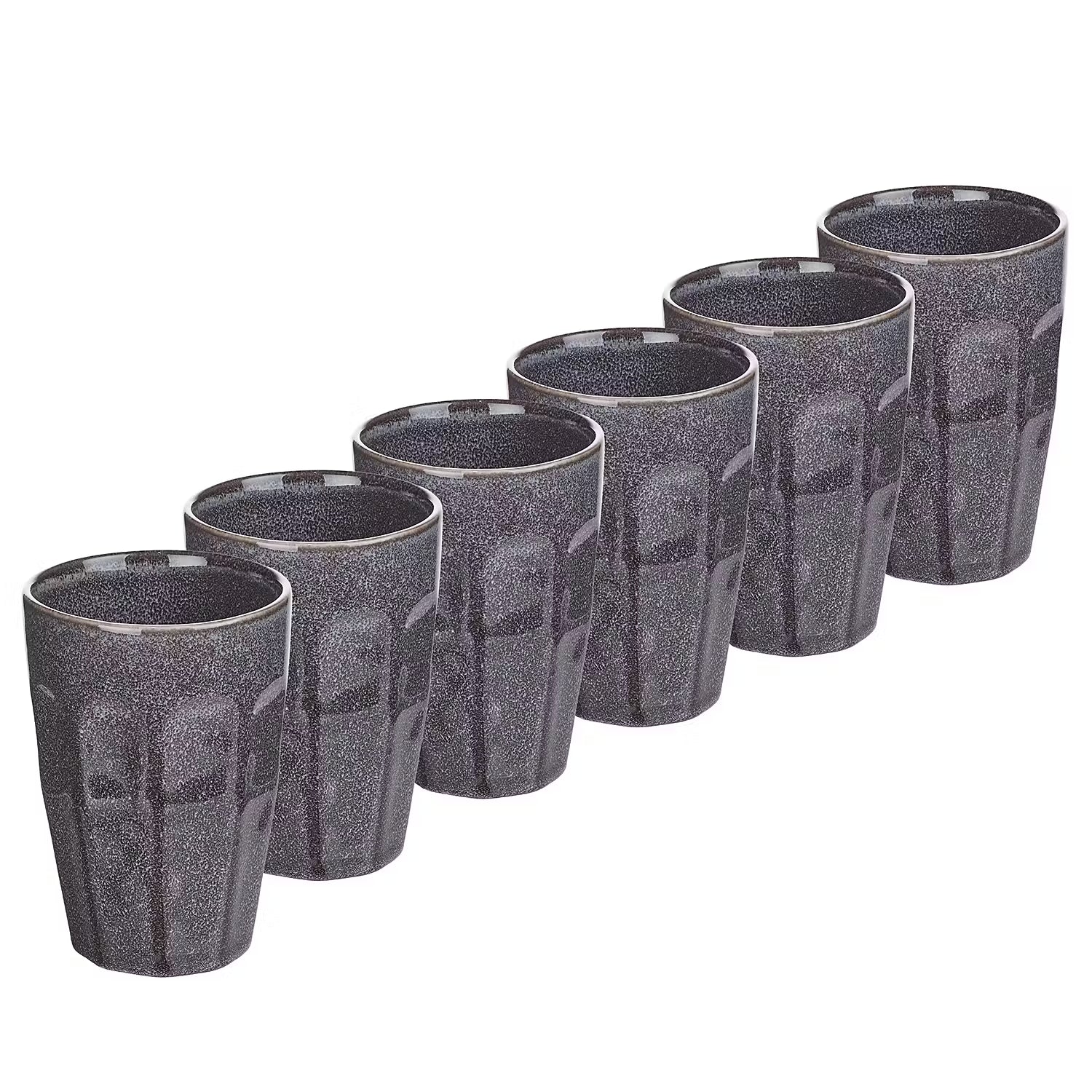 BERGAMO Latte Macchiato Tasse 6er-Set - Steinzeug - Anthrazit