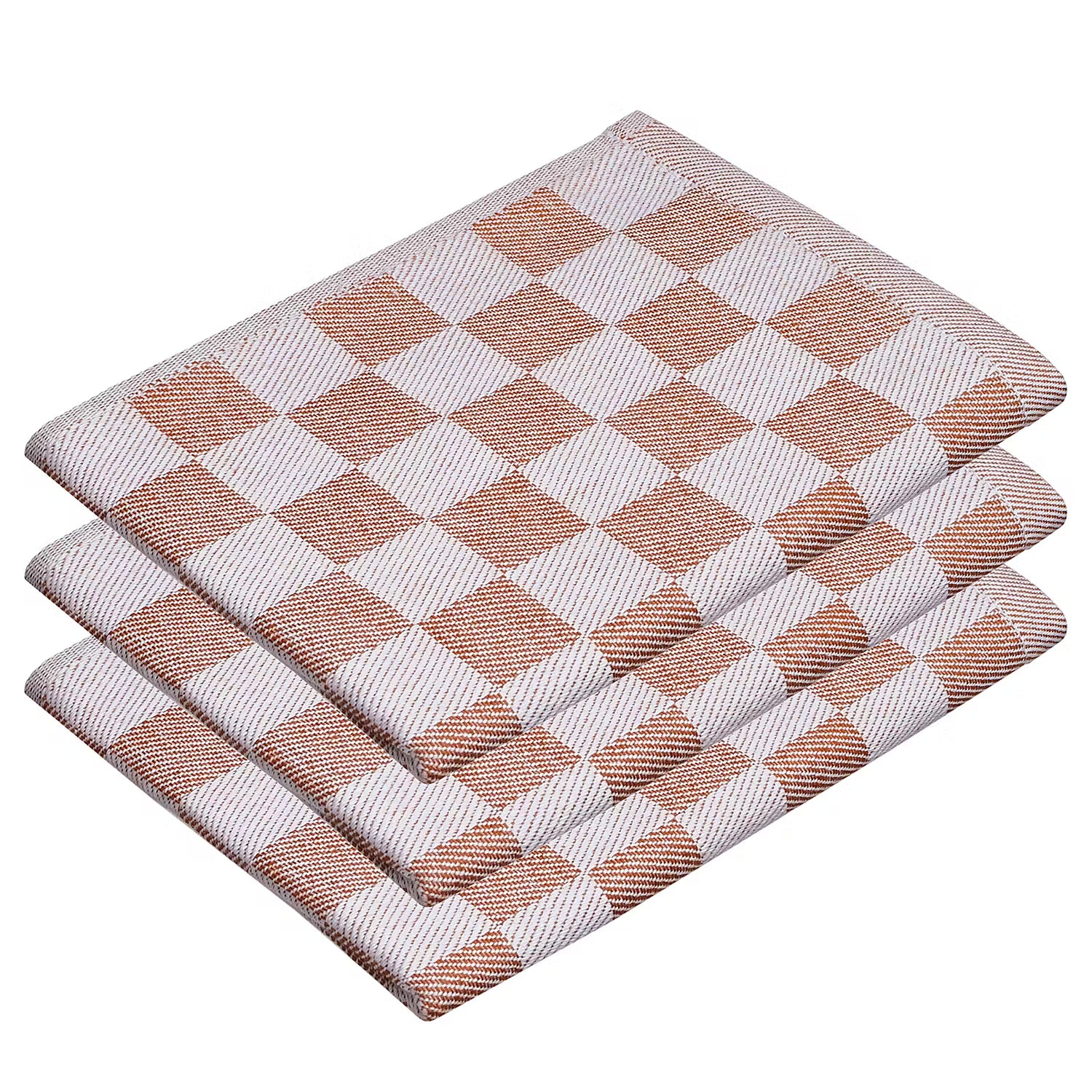 CHECKER STYLE Küchentuch 3er-Set - Baumwolle - Braun