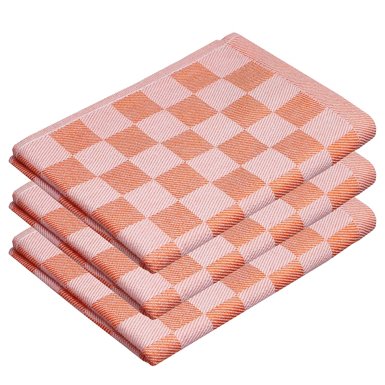 CHECKER STYLE Küchentuch 3er-Set - Baumwolle - Orange