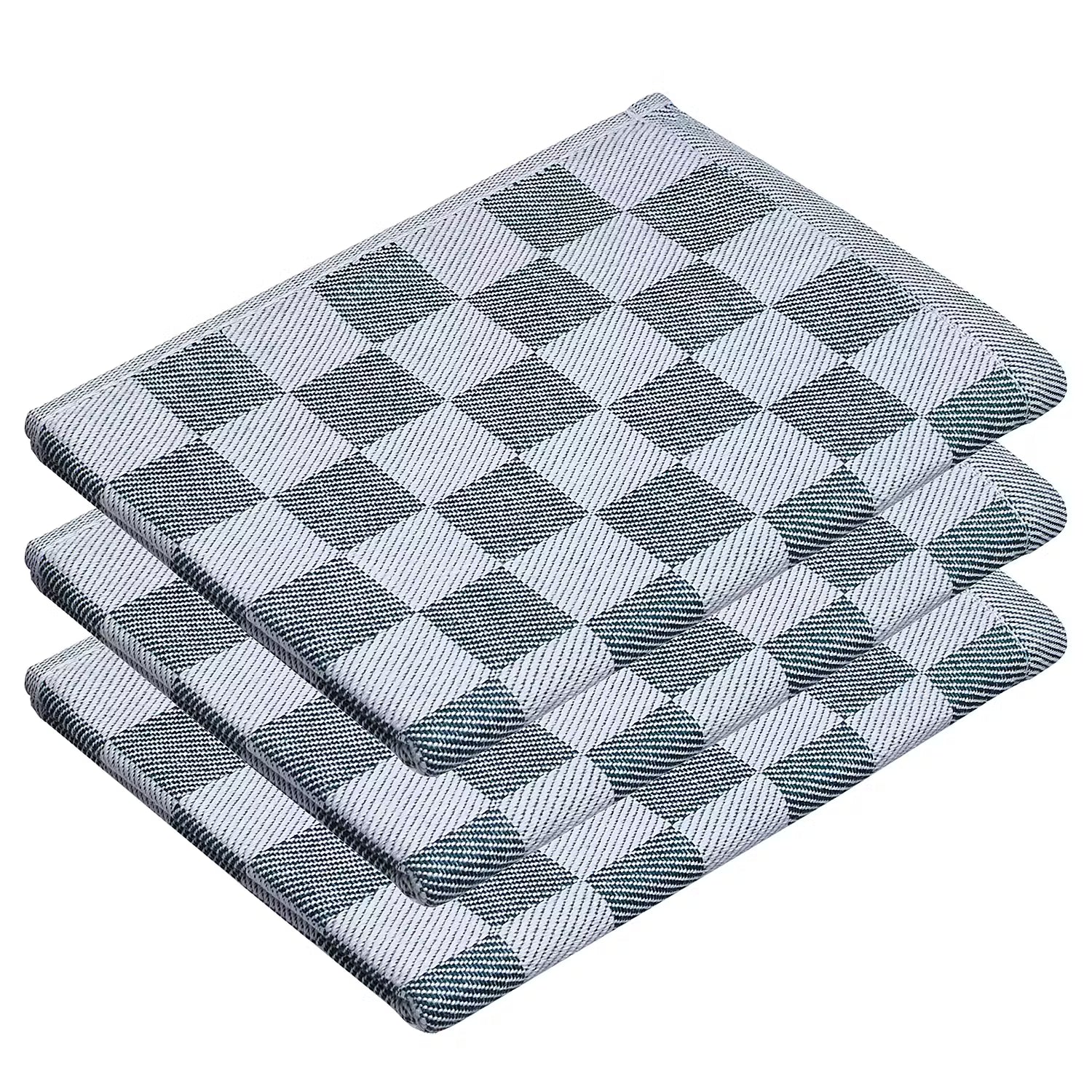 CHECKER STYLE Küchentuch 3er-Set - Baumwolle - Dunkelgrün