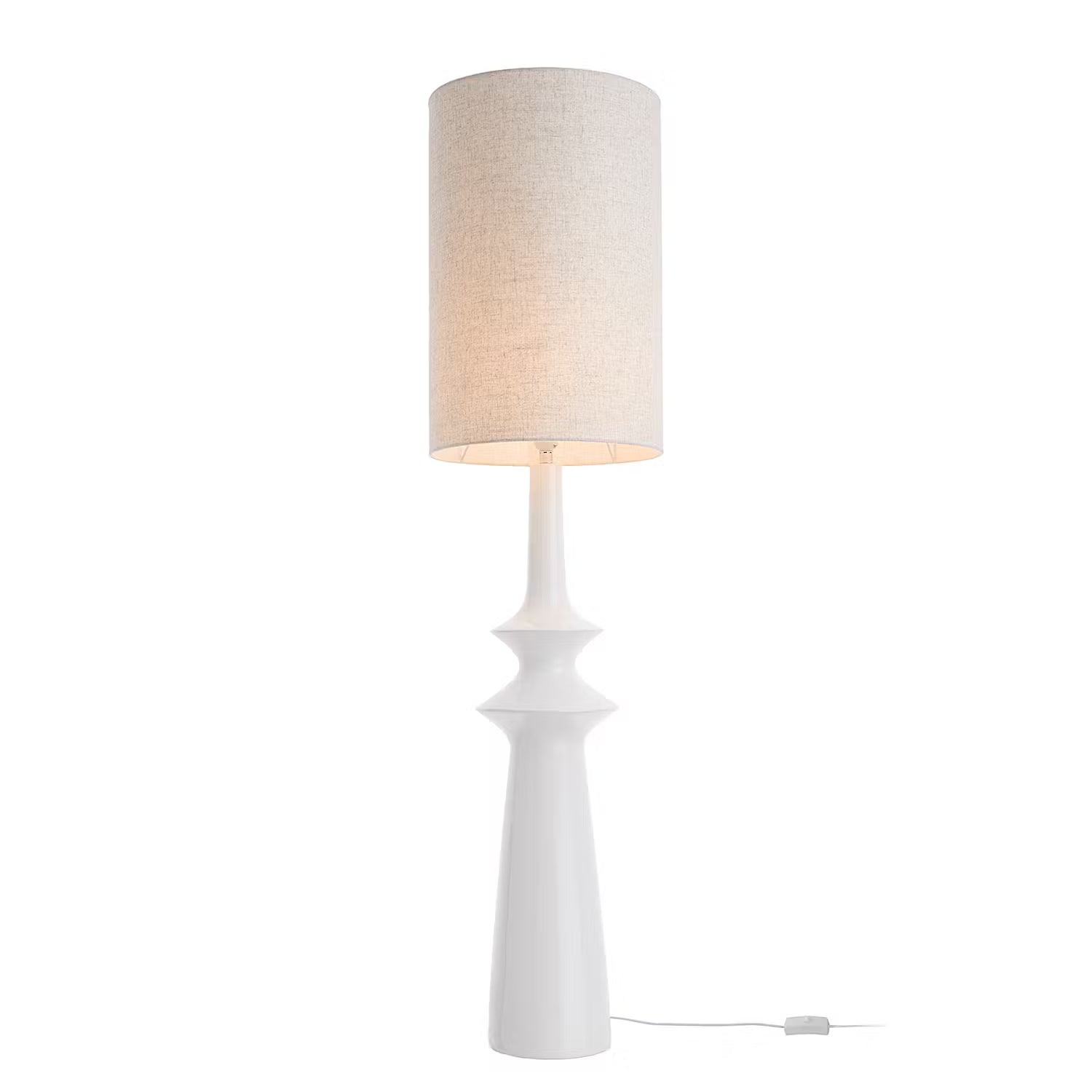 NUOVO Stehleuchte - Polyresin / Leinen - 1-flammig - Creme