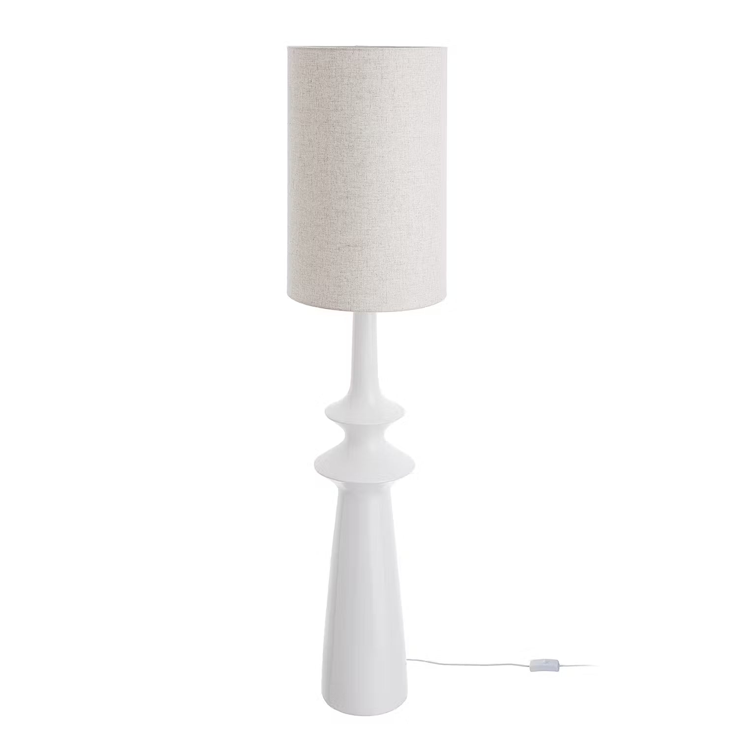NUOVO Stehleuchte - Polyresin / Leinen - 1-flammig - Creme