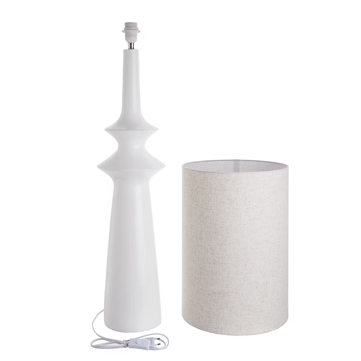 NUOVO Stehleuchte - Polyresin / Leinen - 1-flammig - Creme
