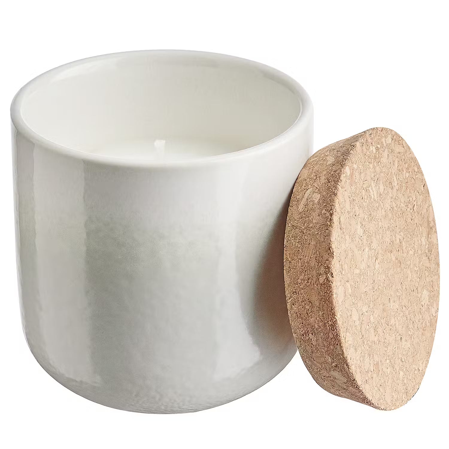 Duftkerze SCENTS OF HOME White Linen - Sojawachs / Keramik / Kork - Beige
