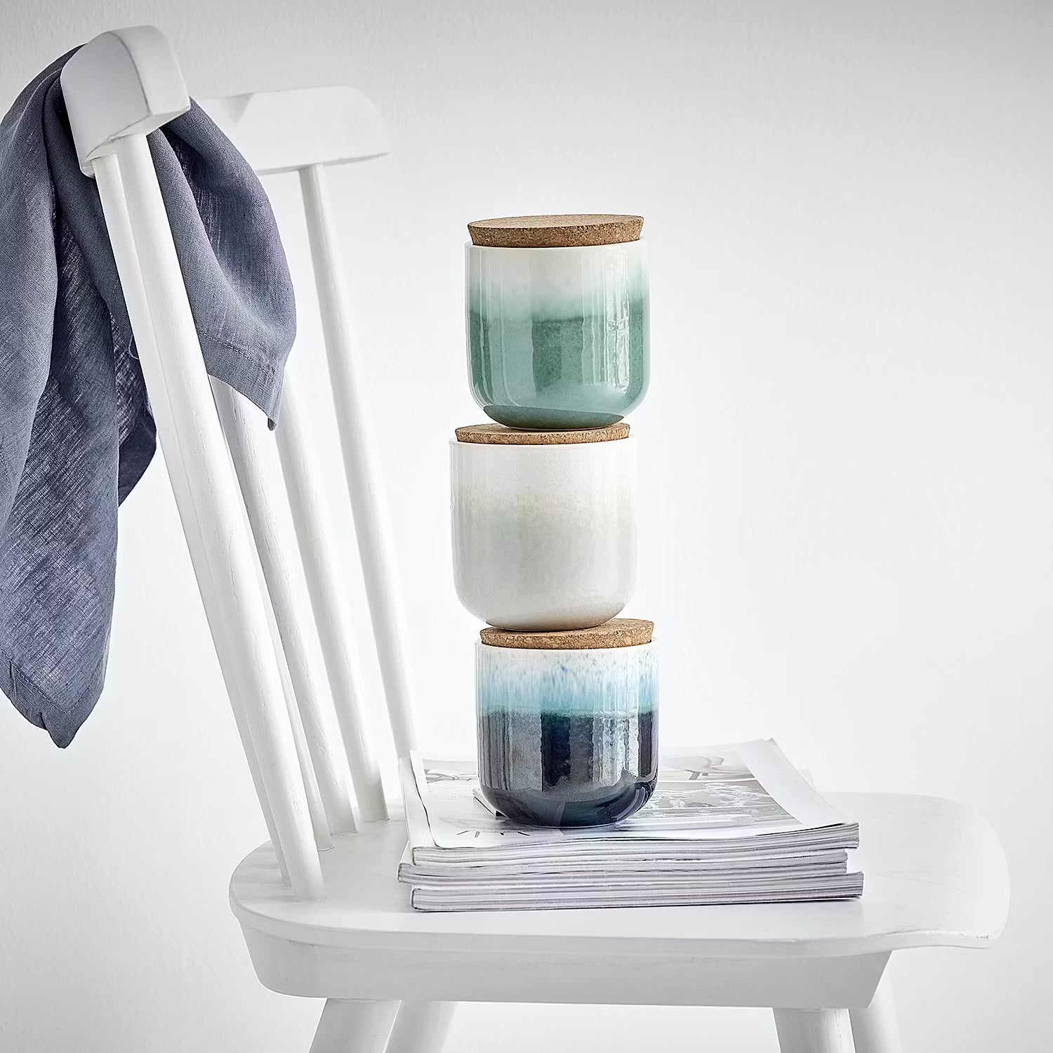 Duftkerze SCENTS OF HOME White Linen - Sojawachs / Keramik / Kork - Beige