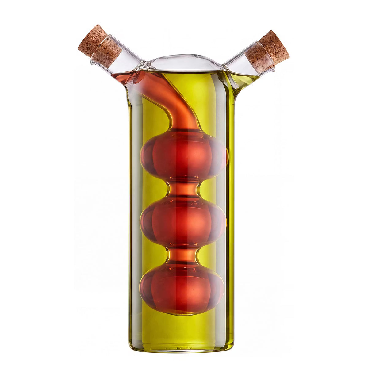 2-IN-1 Öl- & Essigflasche - Glas/Kork - Transparent