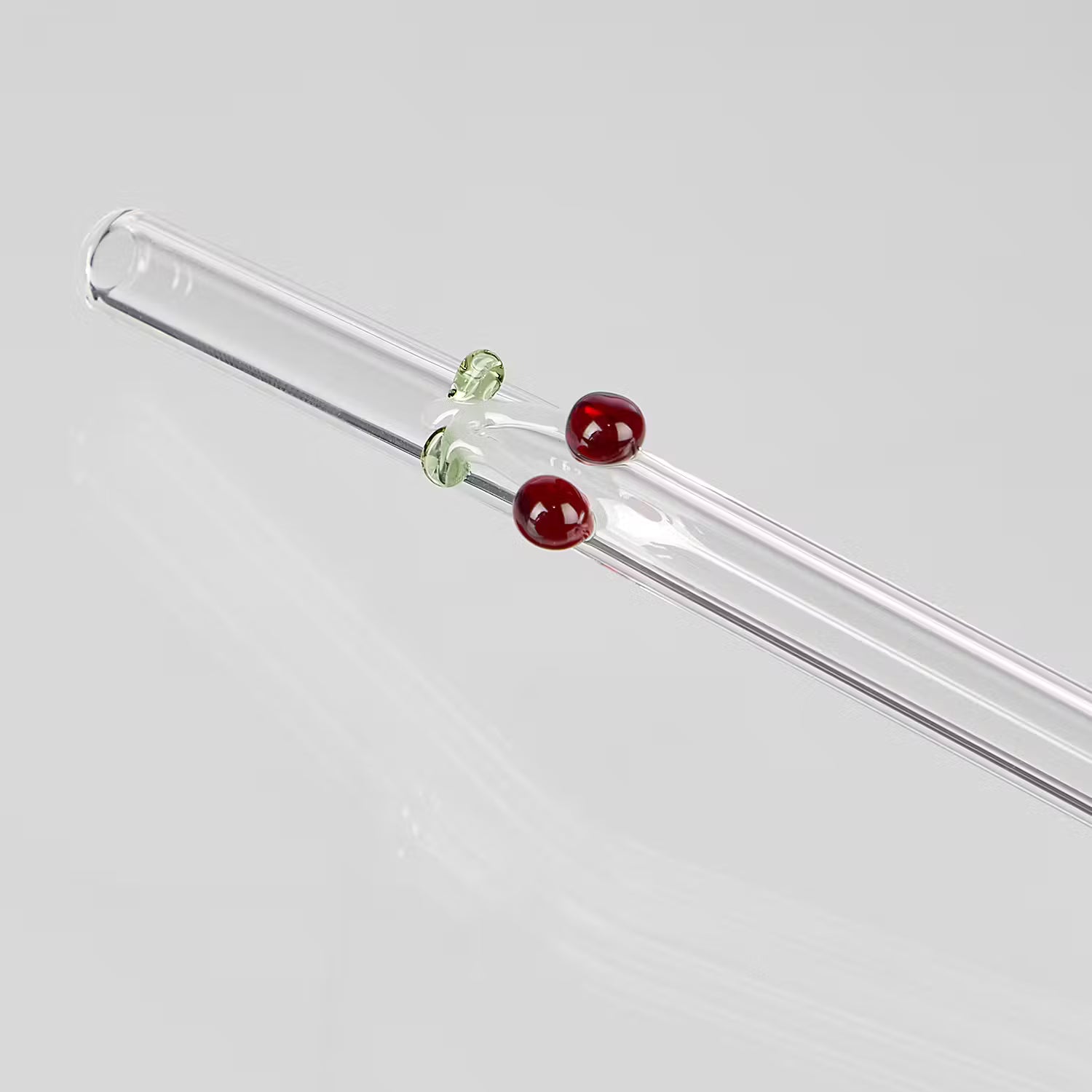 LONG DRINK Trinkhalm-Set 5-tlg. Kirsche - Borosilikatglas - Transparent / Bunt