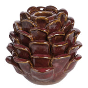 CONE Kerzenhalter Zapfen - Steingut - Braun - Höhe: 10 cm
