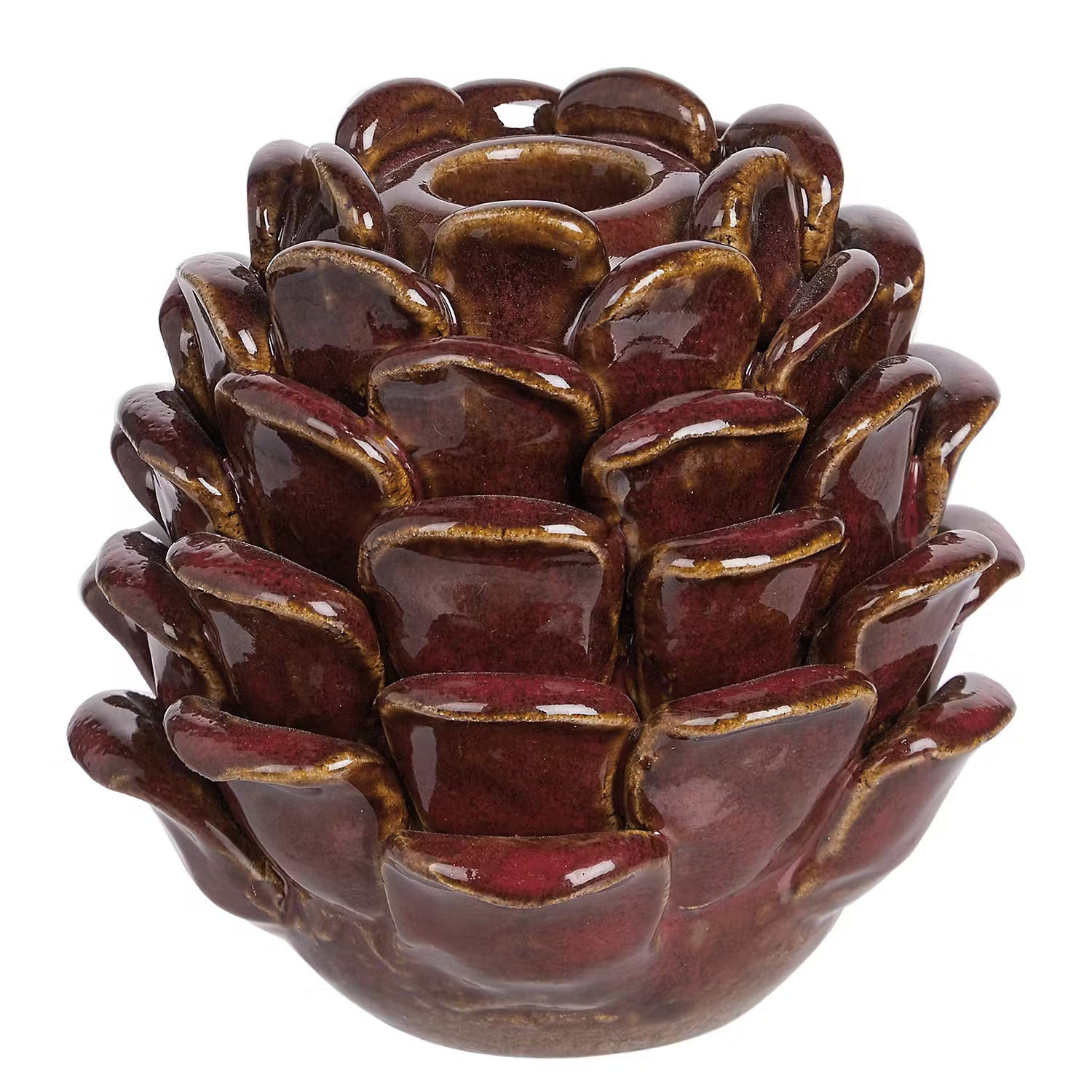 CONE Kerzenhalter Zapfen - Steingut - Braun - Höhe: 10 cm