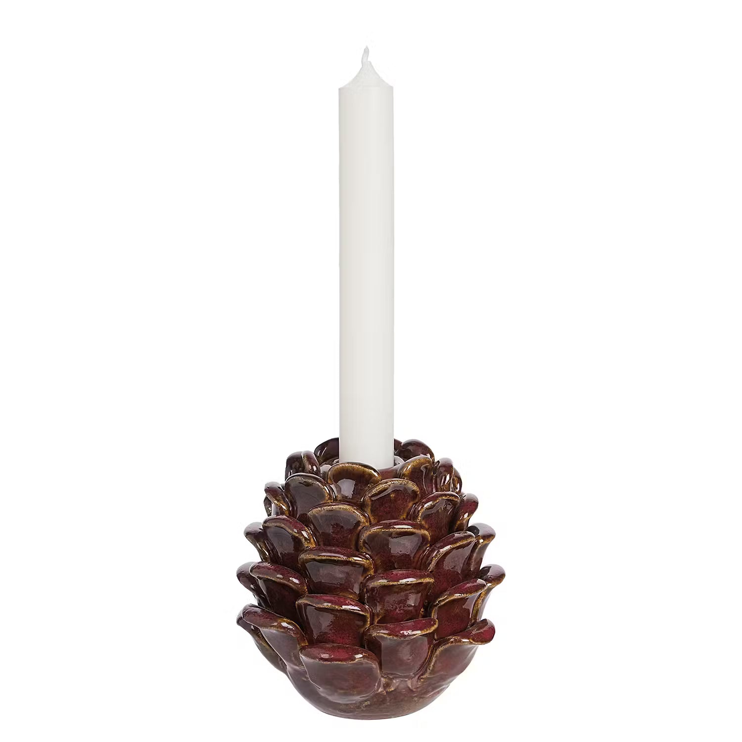 CONE Kerzenhalter Zapfen - Steingut - Braun - Höhe: 10 cm