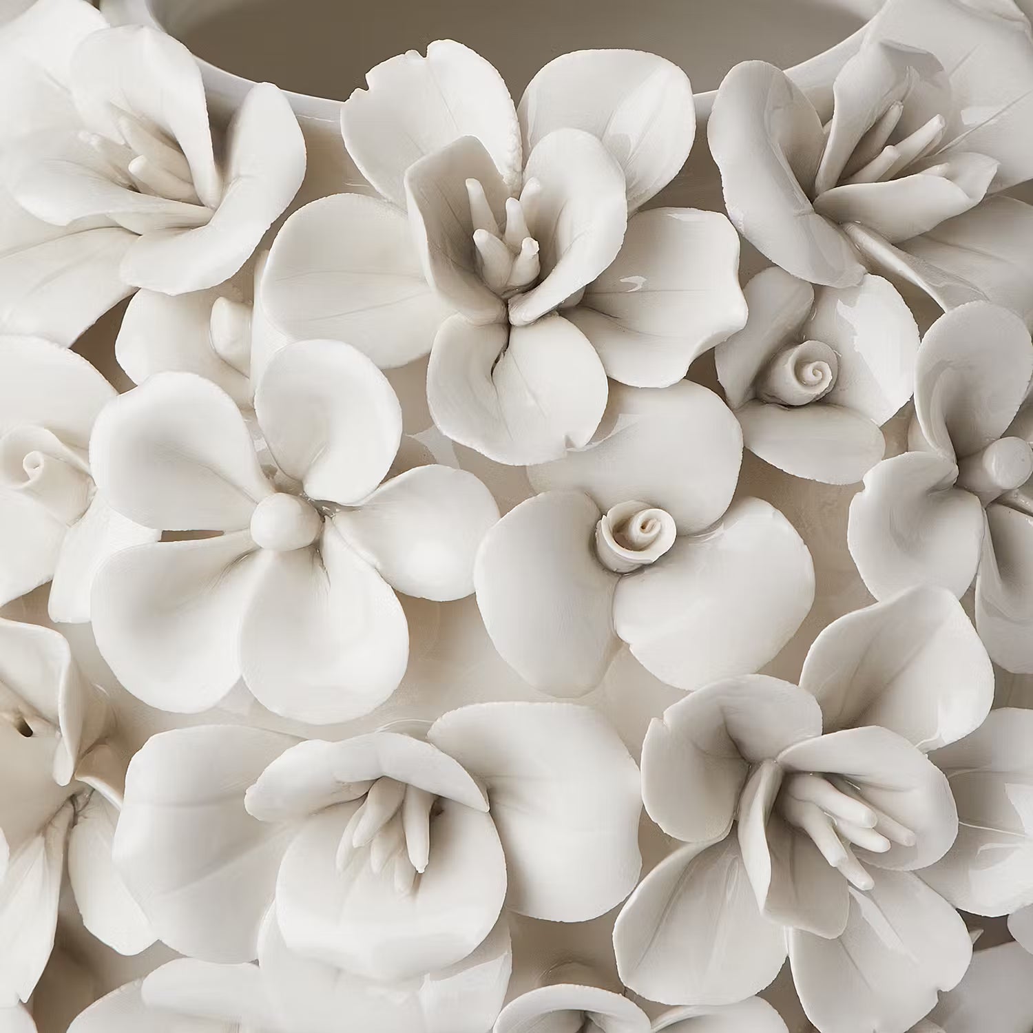 BOUQUET Vase Blumen - Steingut - Creme