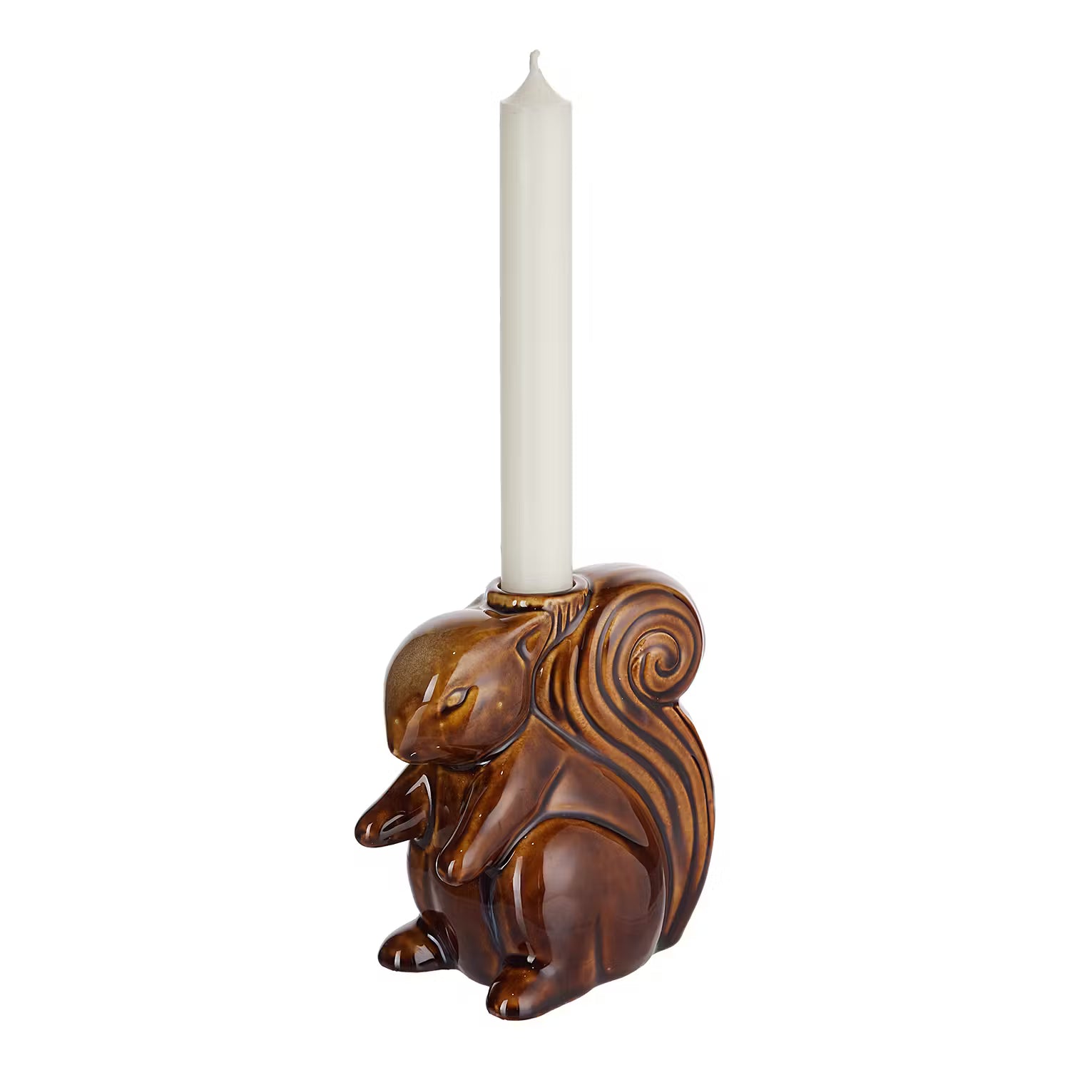 SQUIRREL Kerzenhalter - Steingut - Braun