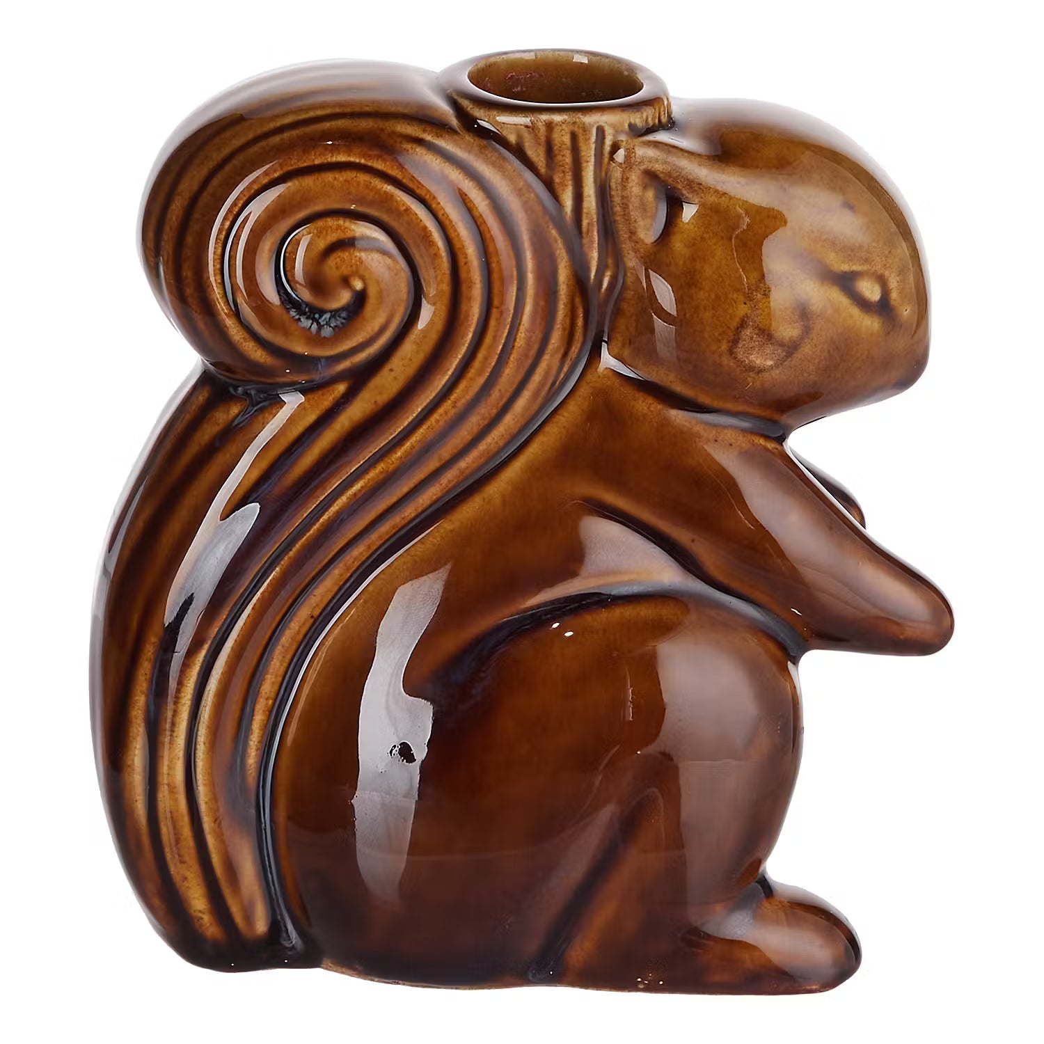 SQUIRREL Kerzenhalter - Steingut - Braun
