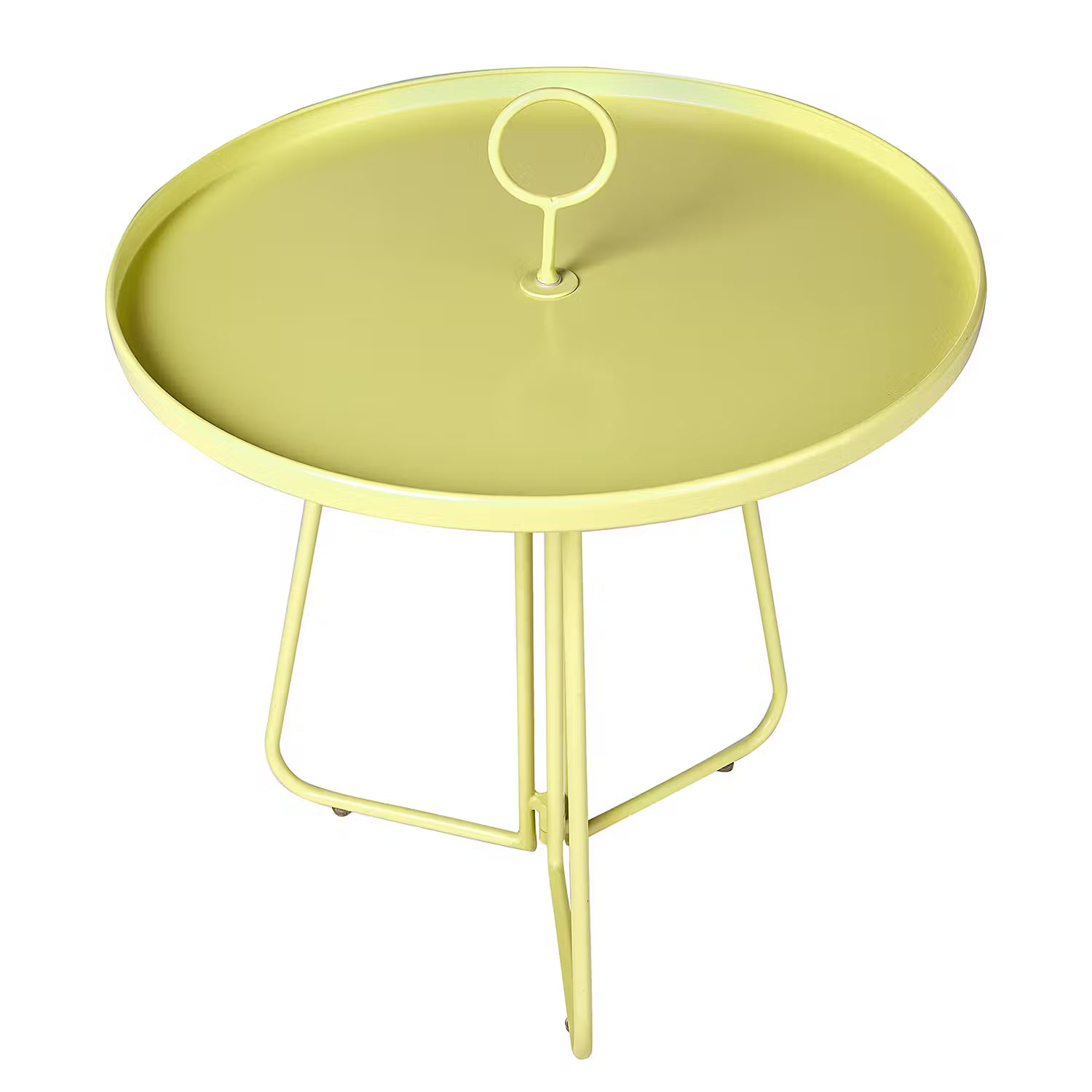 PORTER Beistelltisch mit Griff - Metall - Pastellgelb