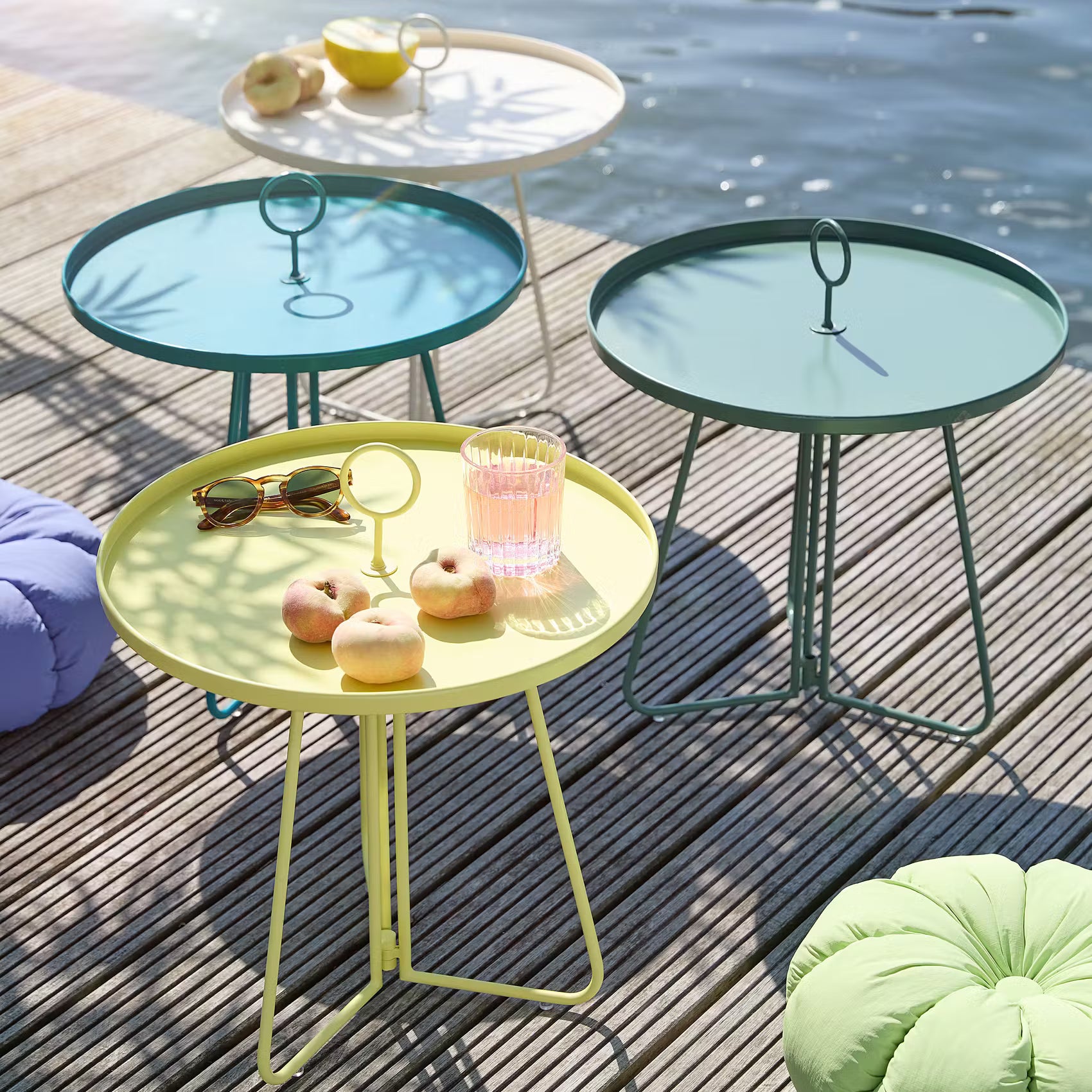 PORTER Beistelltisch mit Griff - Metall - Pastellgelb