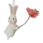 Anhänger FUNKY FRIENDS Häschen mit Blume - Filz - Creme