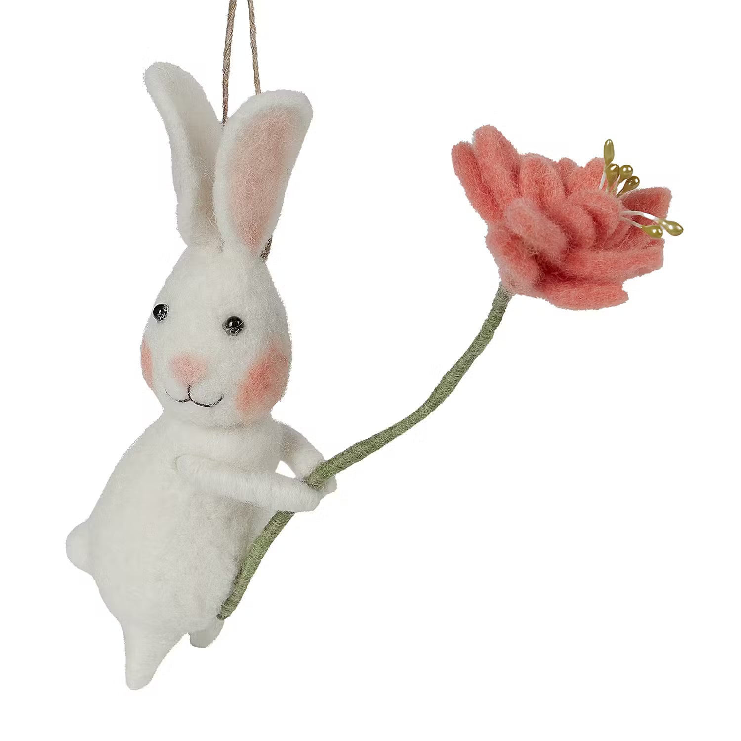 Anhänger FUNKY FRIENDS Häschen mit Blume - Filz - Creme
