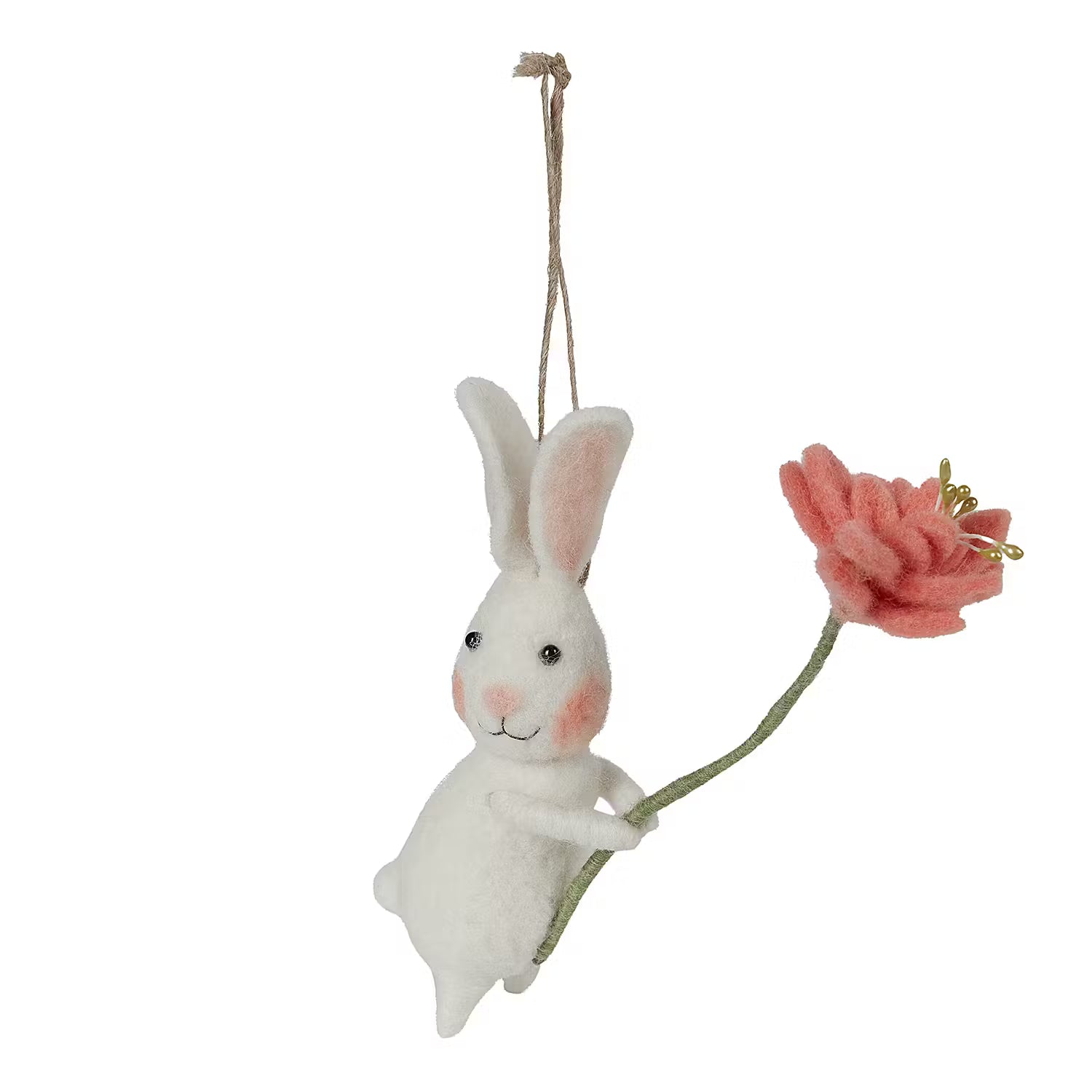 Anhänger FUNKY FRIENDS Häschen mit Blume - Filz - Creme