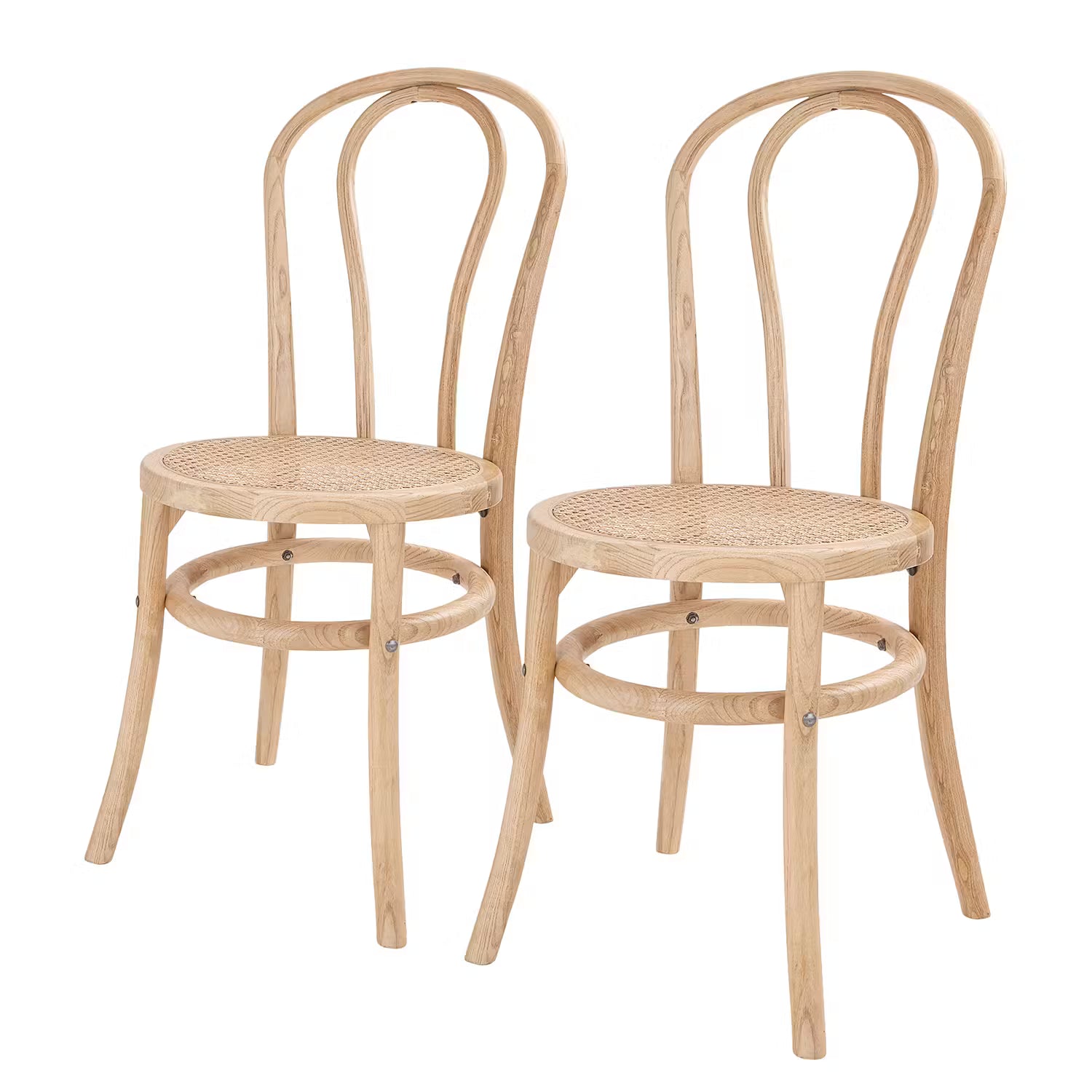 WIENER MELANGE Esszimmerstuhl 2er-Set - Ulmenholz / Rattan - Natur
