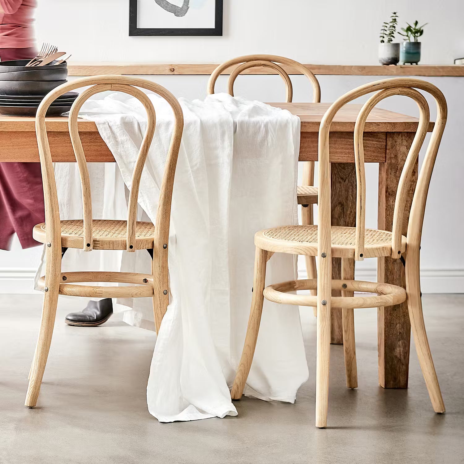 WIENER MELANGE Esszimmerstuhl 2er-Set - Ulmenholz / Rattan - Natur