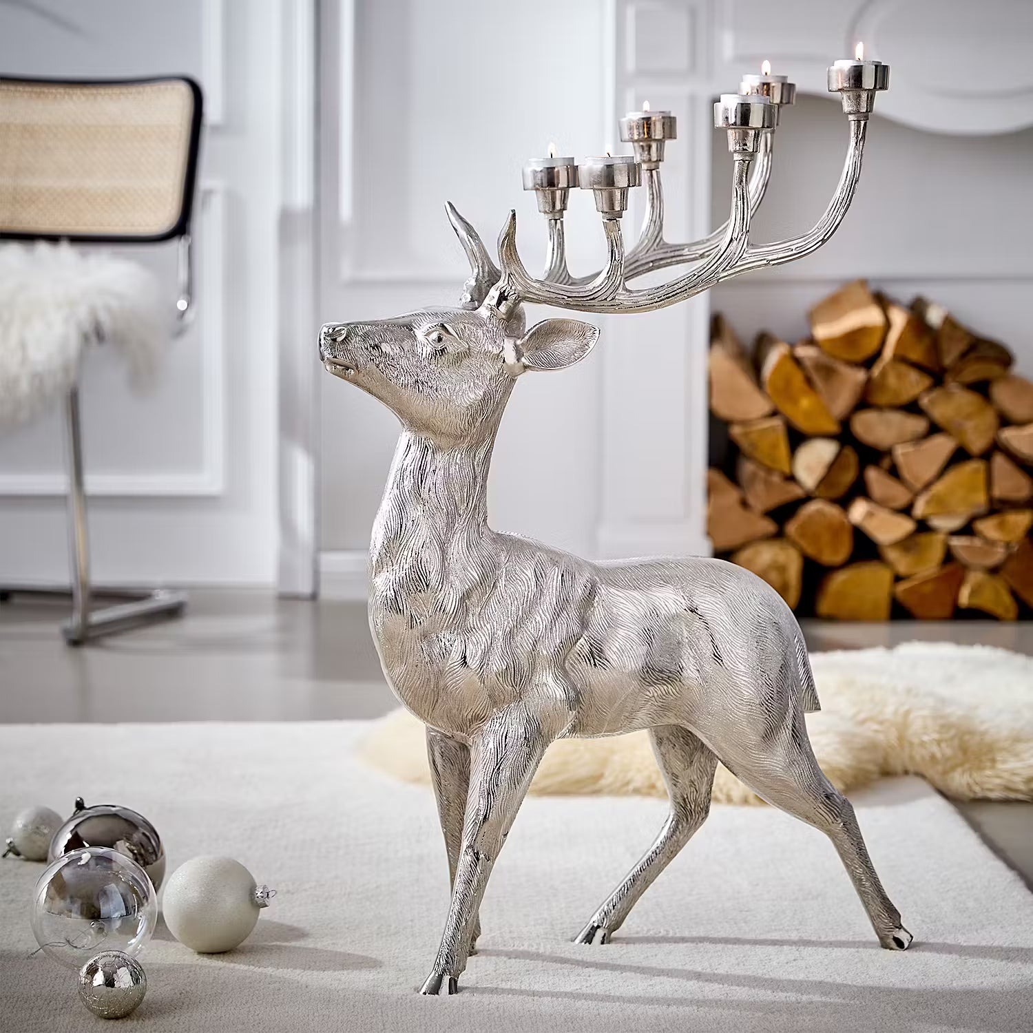 FOREST KING Kerzenhalter - Aluminium - Silber