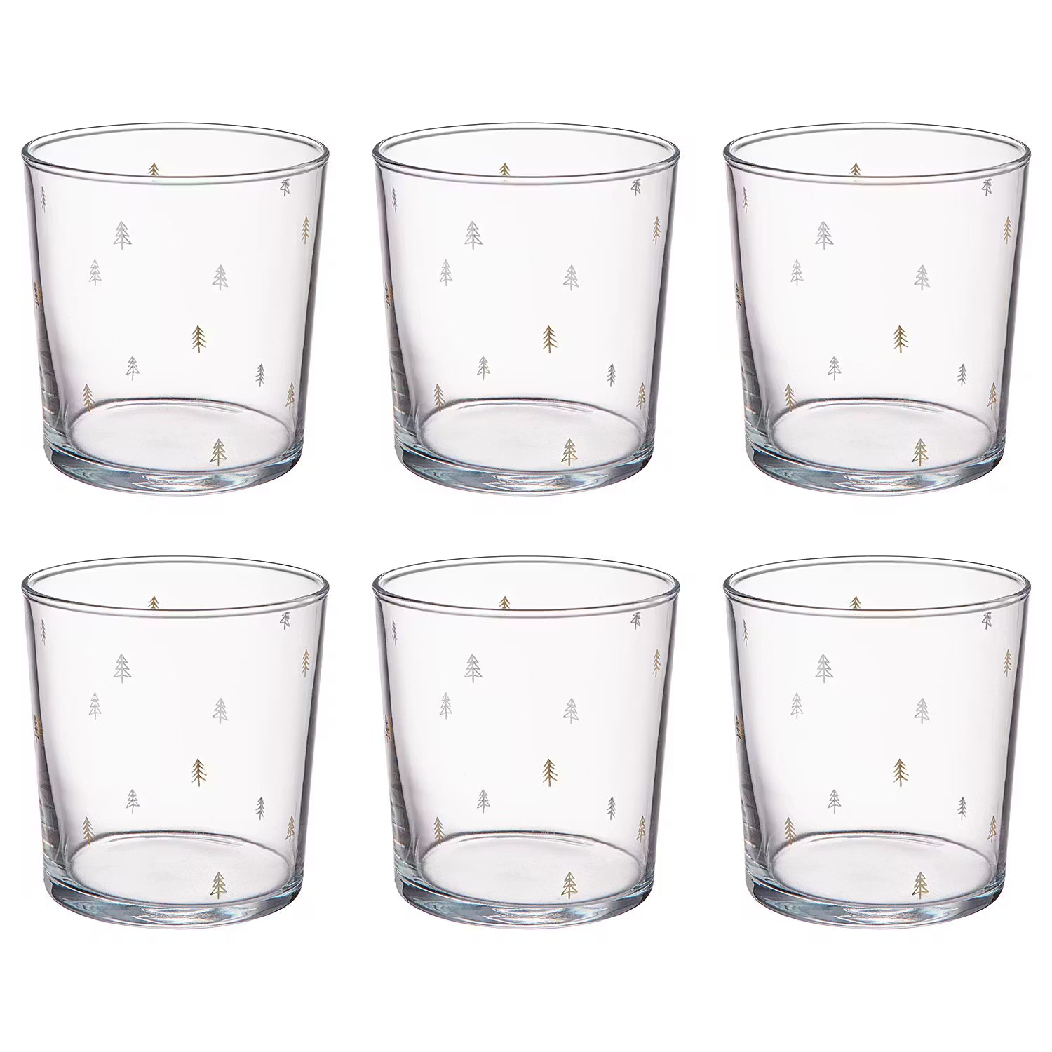 TREES Trinkglas 6er-Set - Glas - Gold