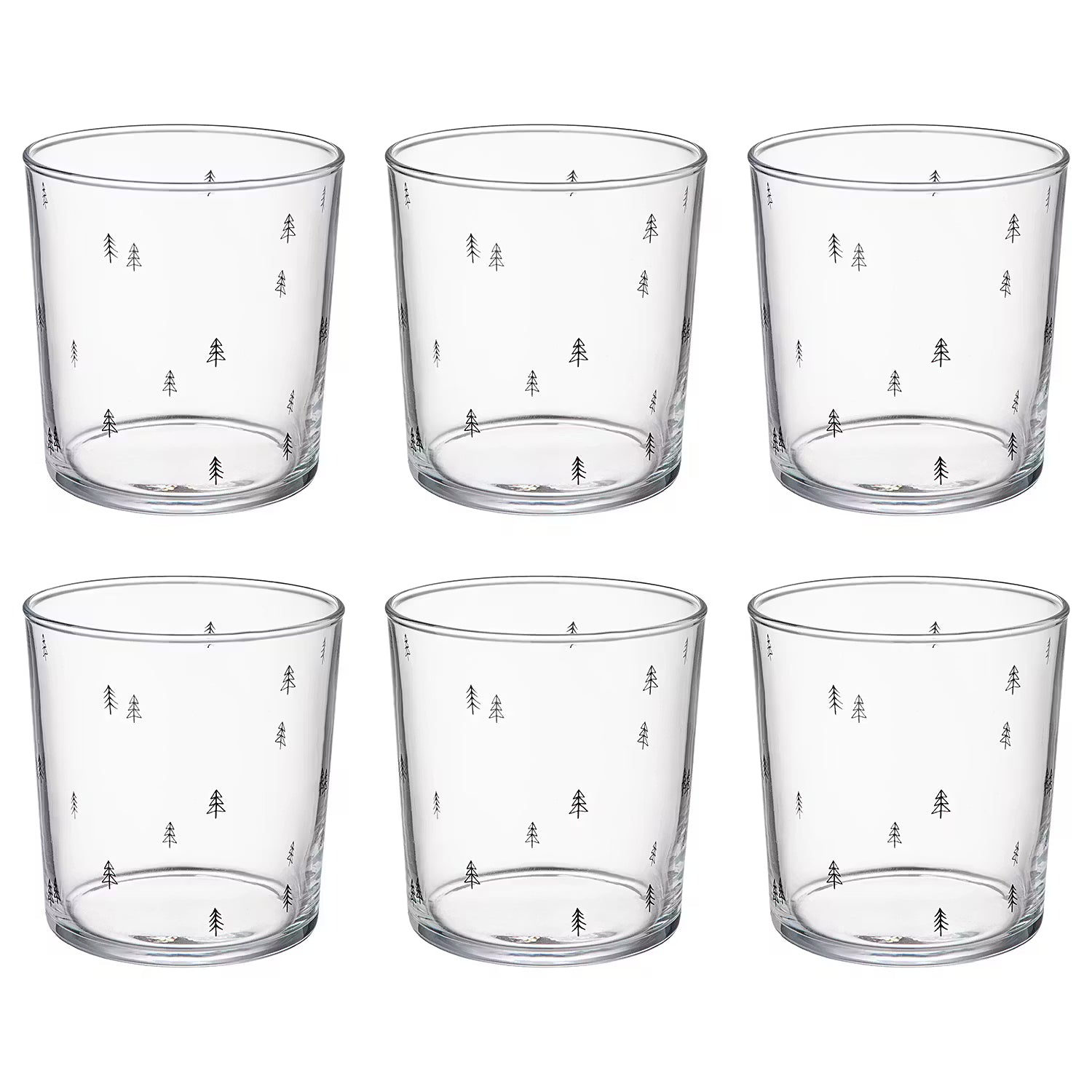 TREES Trinkglas 6er-Set - Glas - Schwarz