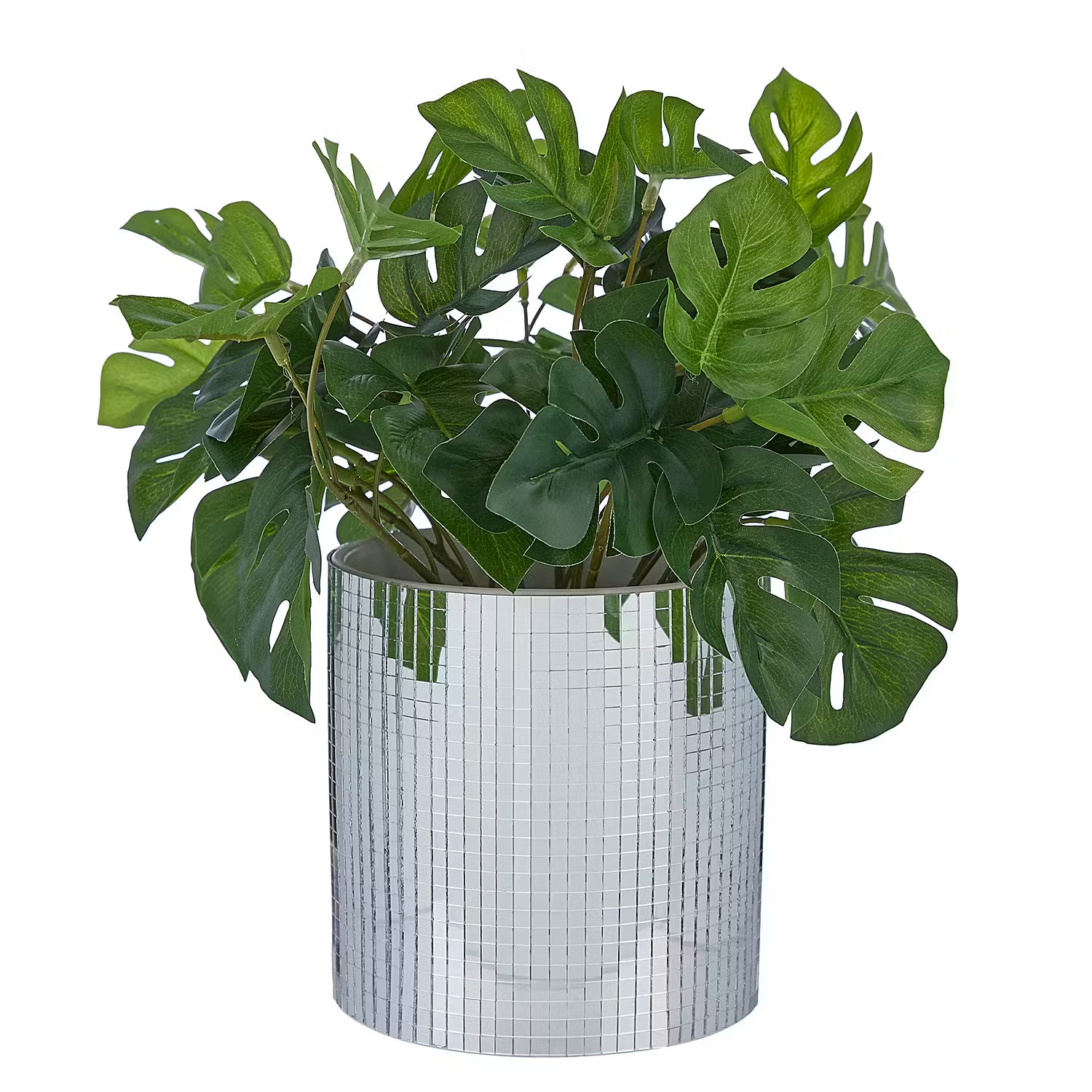 DISCO Blumentopf - Steingut / Glas - Silber - Höhe: 11 cm