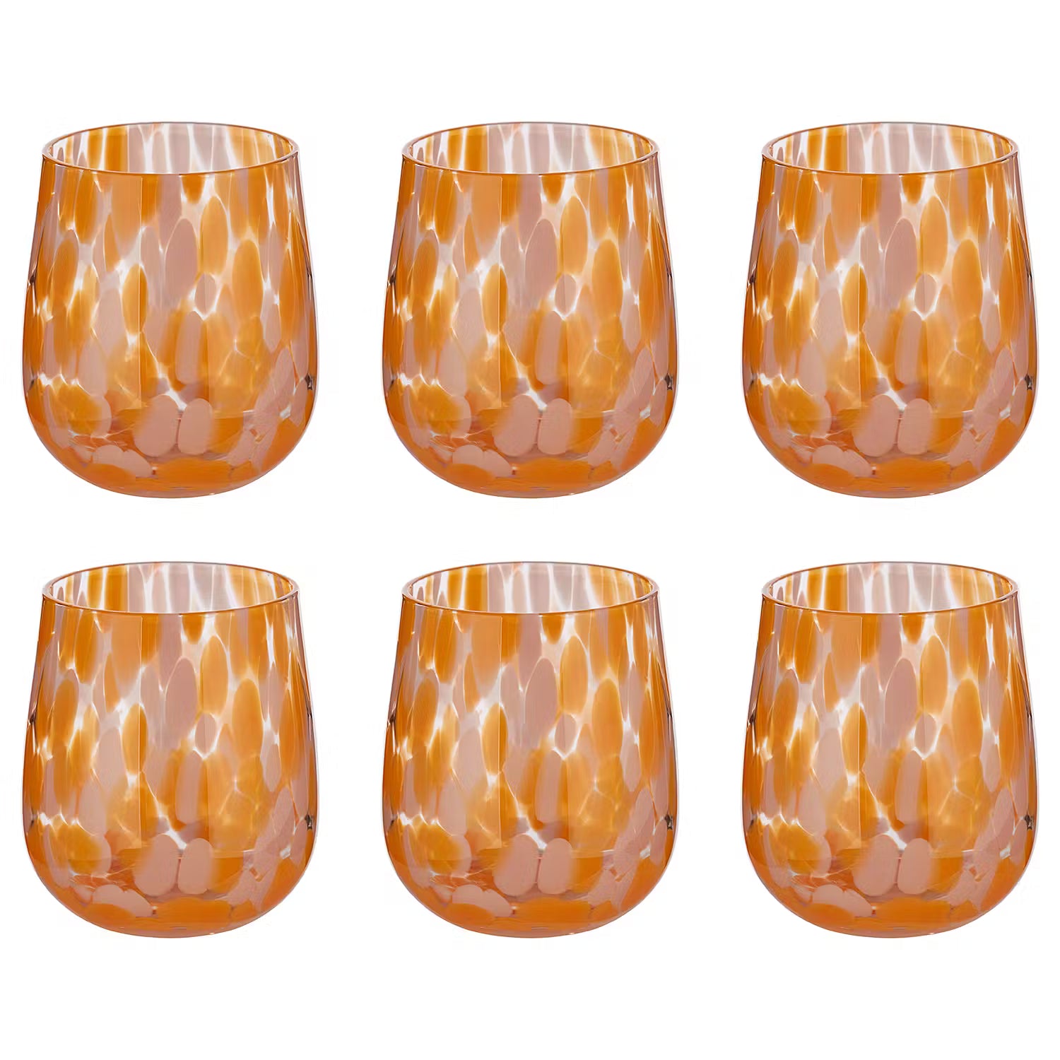 CONFETTI Trinkglas 6er-Set - Klarglas - Orange