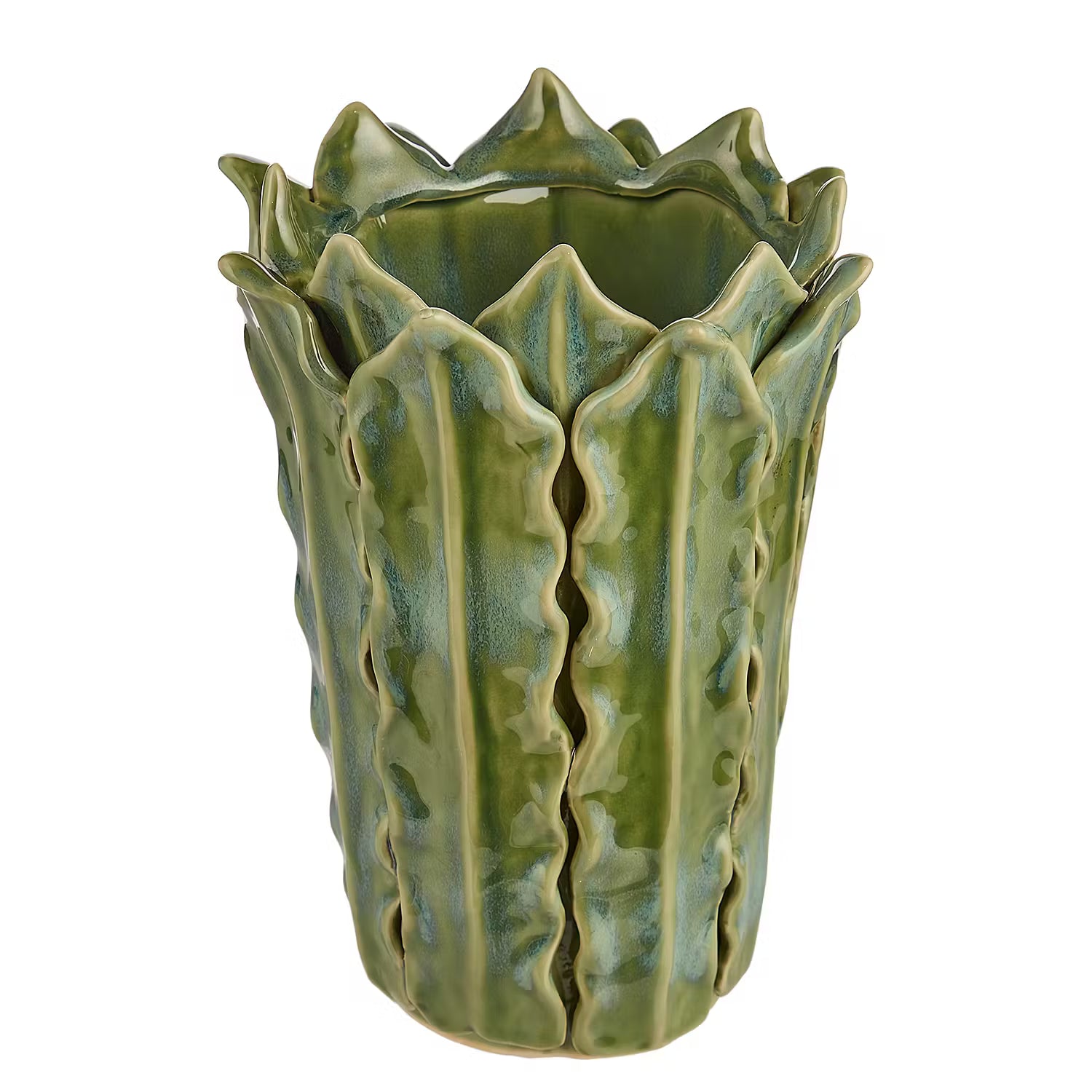 GAIA Vase Blätter - Steingut - Grün