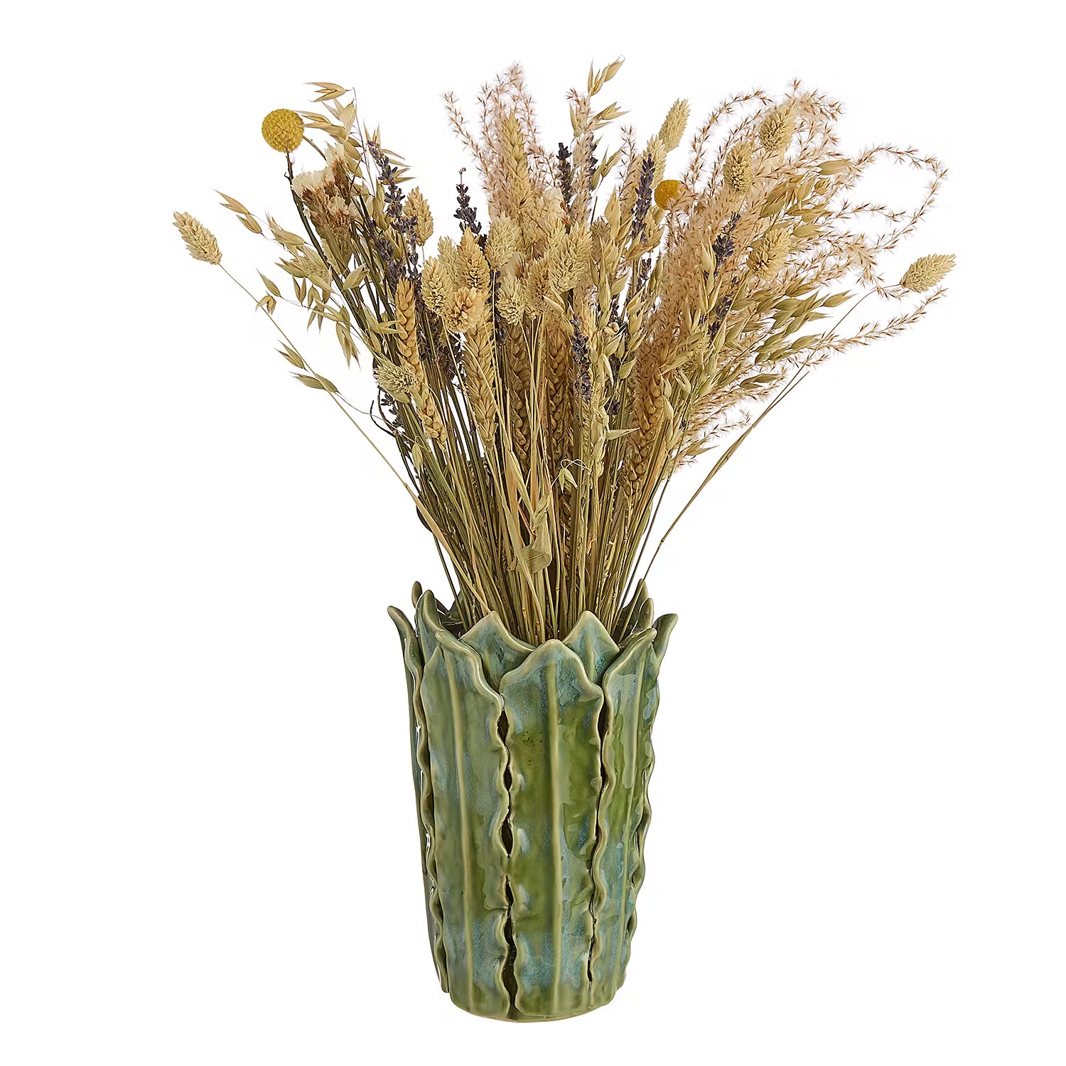 GAIA Vase Blätter - Steingut - Grün