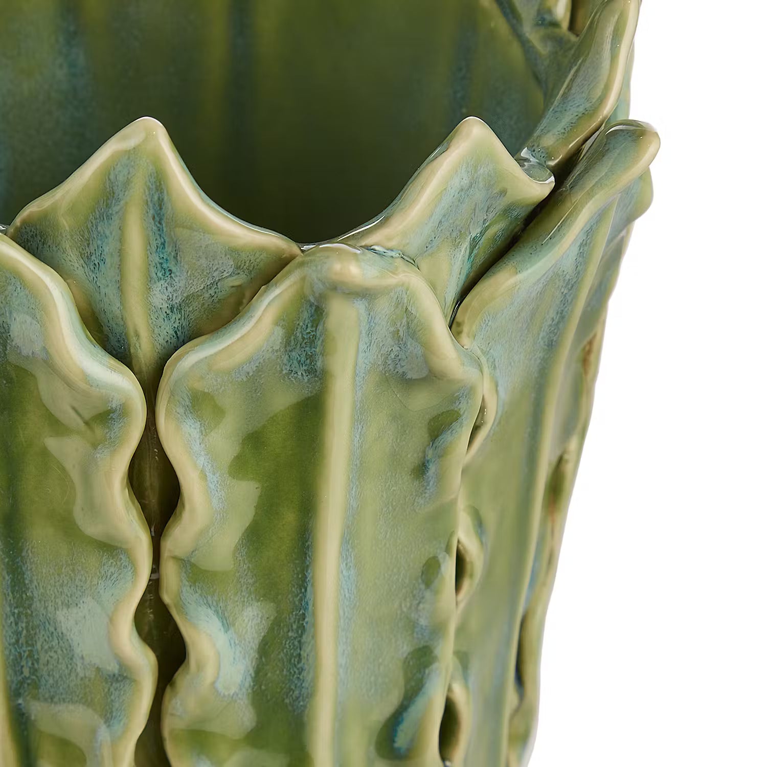 GAIA Vase Blätter - Steingut - Grün