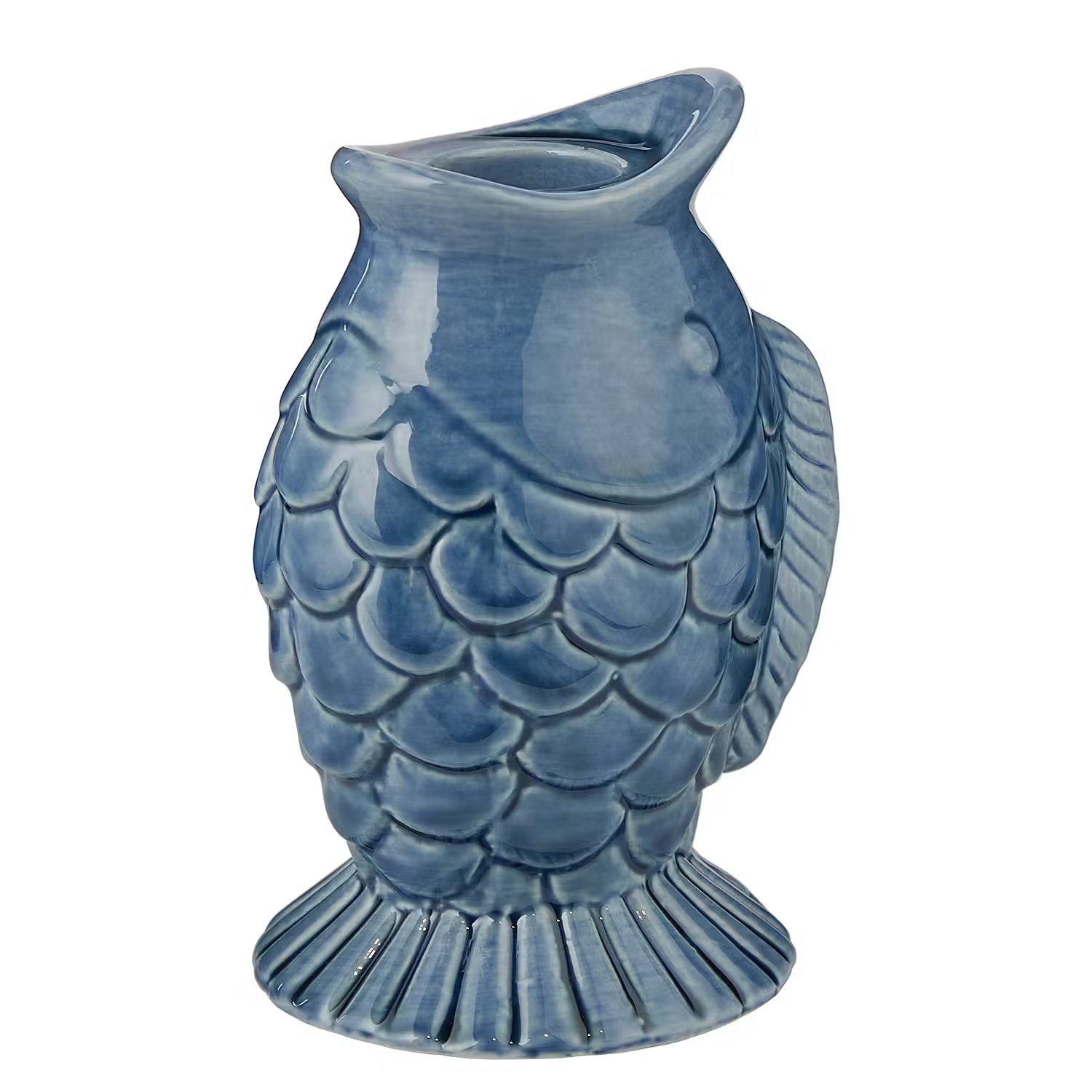 SEASIDE Kerzenhalter Fisch - Steingut - Blau