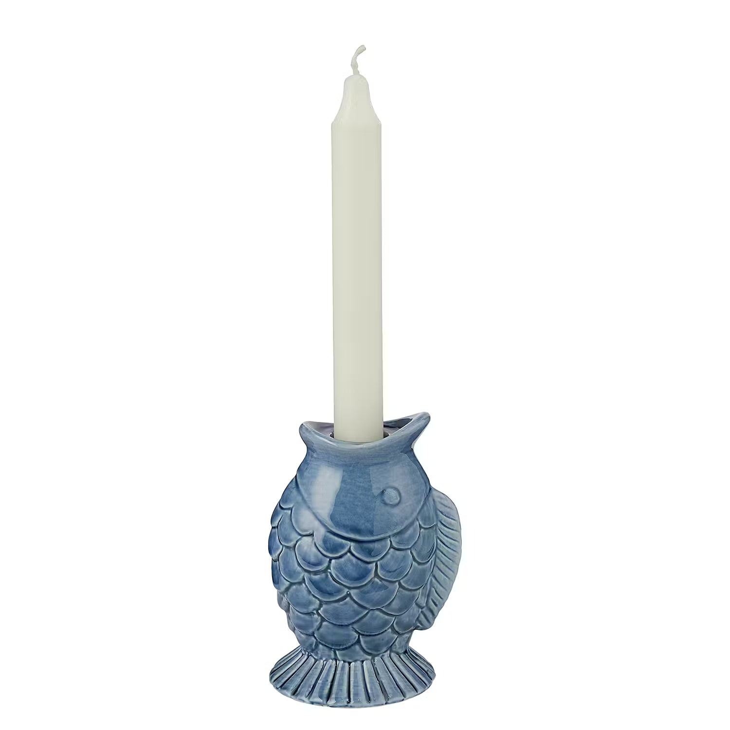 SEASIDE Kerzenhalter Fisch - Steingut - Blau