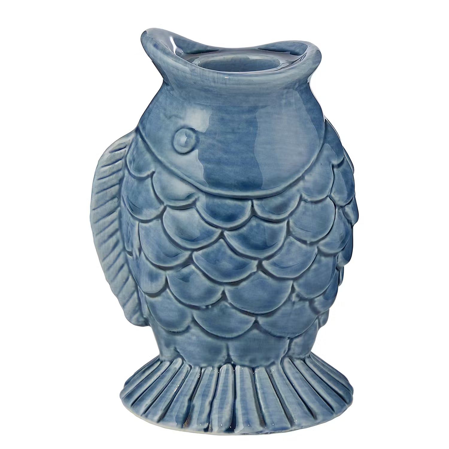 SEASIDE Kerzenhalter Fisch - Steingut - Blau