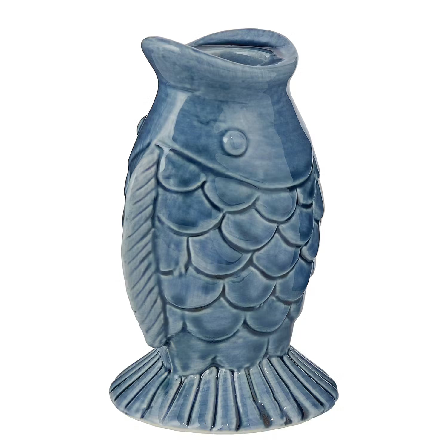 SEASIDE Kerzenhalter Fisch - Steingut - Blau