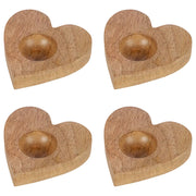 MANGO DAYS Eierbecher Herz 4er-Set - Mangoholz - Braun