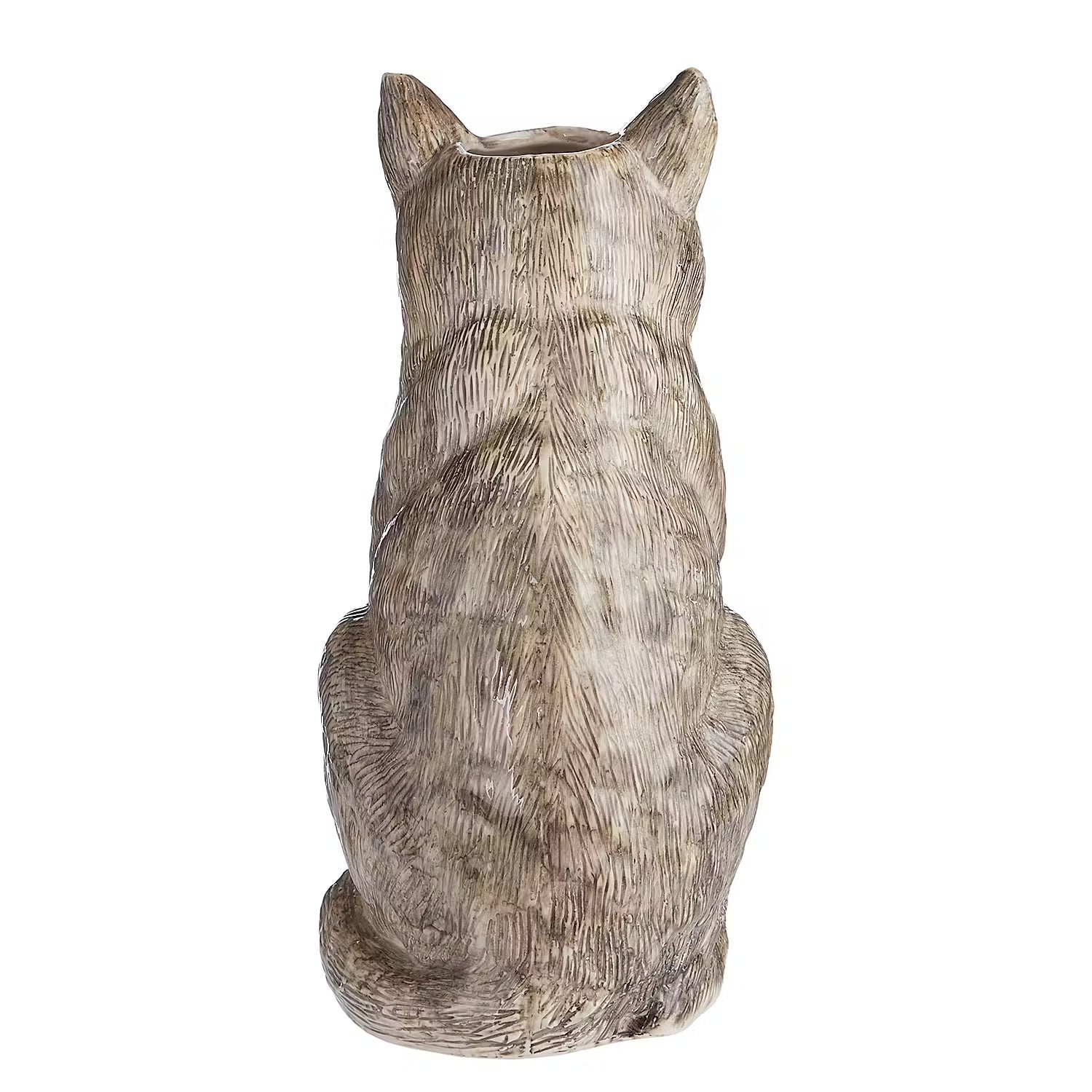 MINKA Vase Katze - Steingut - Grau