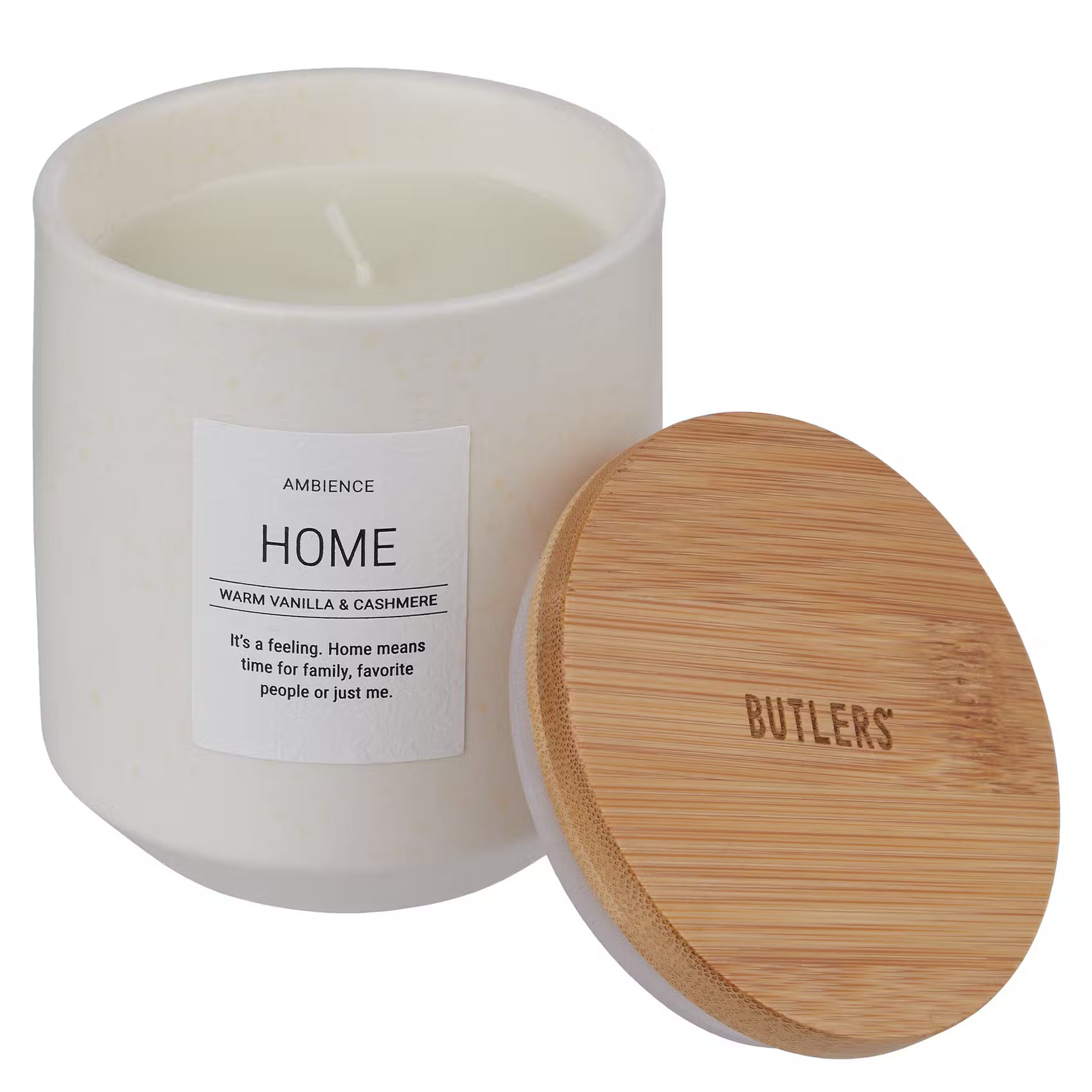AMBIENCE Duftkerze Home - Steinzeug / Bambus / Sheabutter / Paraffin / Duftöl -  Weiß