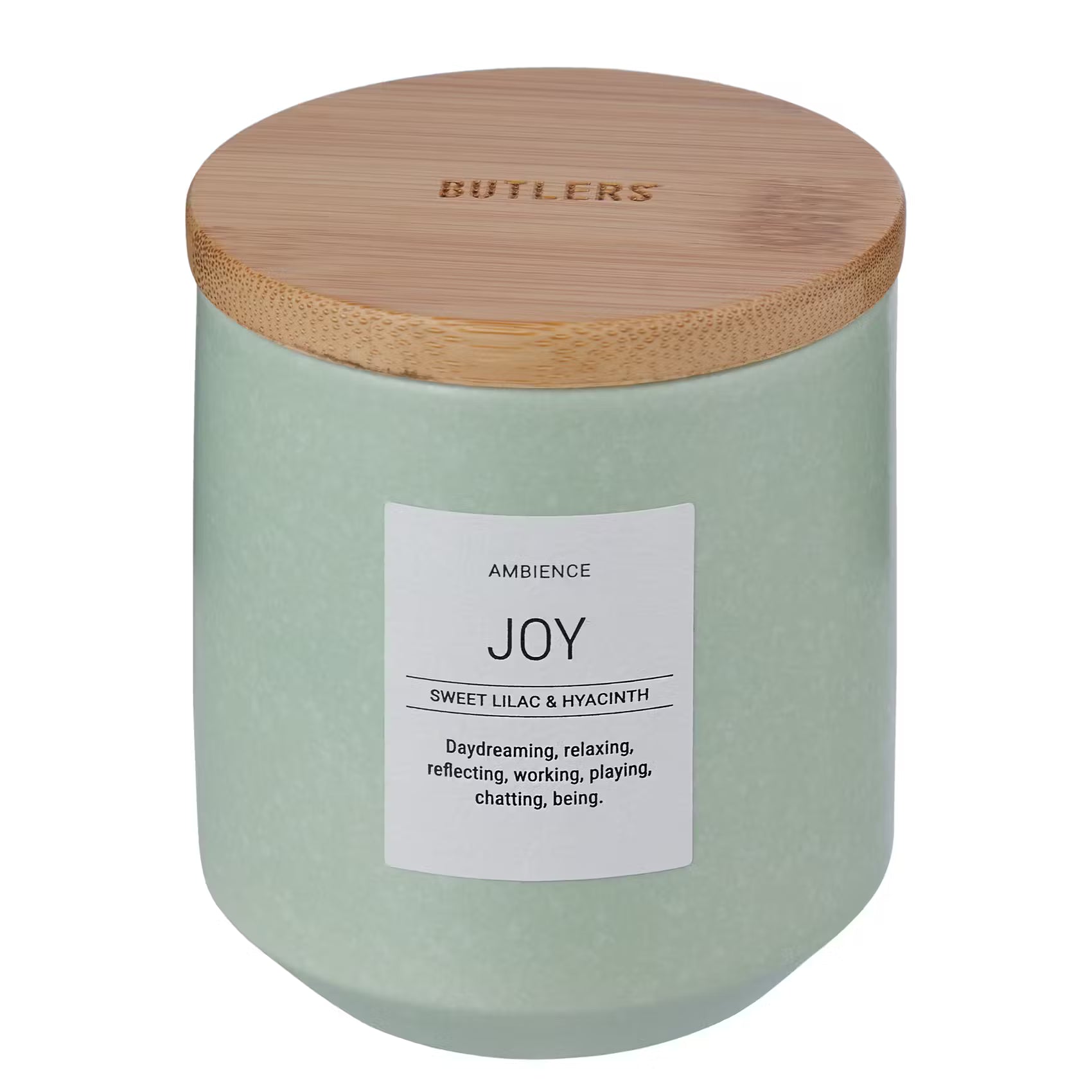 AMBIENCE Duftkerze Joy - Steinzeug / Bambus / Sheabutter / Paraffin / Duftöl - Pastellgrün