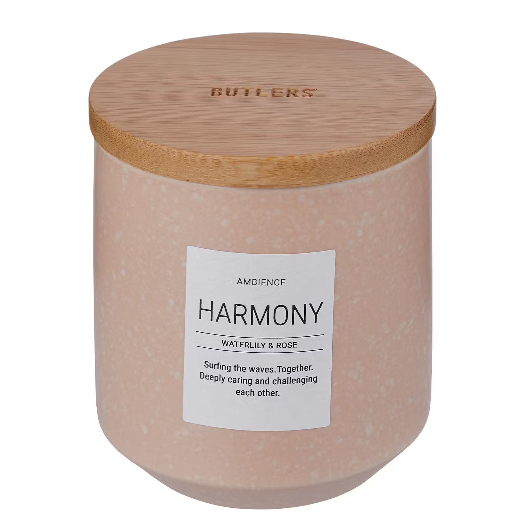 AMBIENCE Duftkerze Harmony - Steinzeug / Bambus / Sheabutter / Paraffin / Duftöl - Pastellrosa