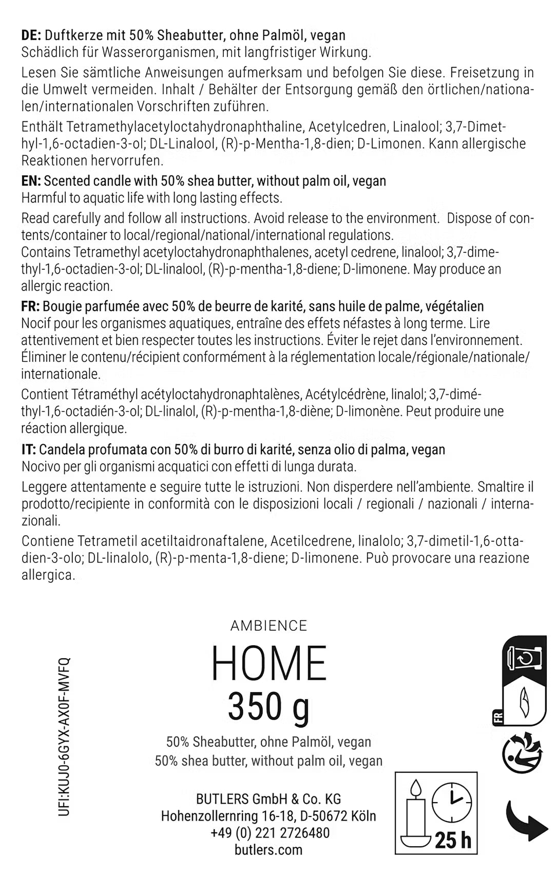 AMBIENCE Duftkerze Home - Steinzeug / Bambus / Sheabutter / Paraffin / Duftöl -  Weiß