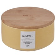 SUMMER Duftkerze Citronella - Steinzeug / Bambus / Sheabutter / Paraffin / Duftöl - Pastellgelb